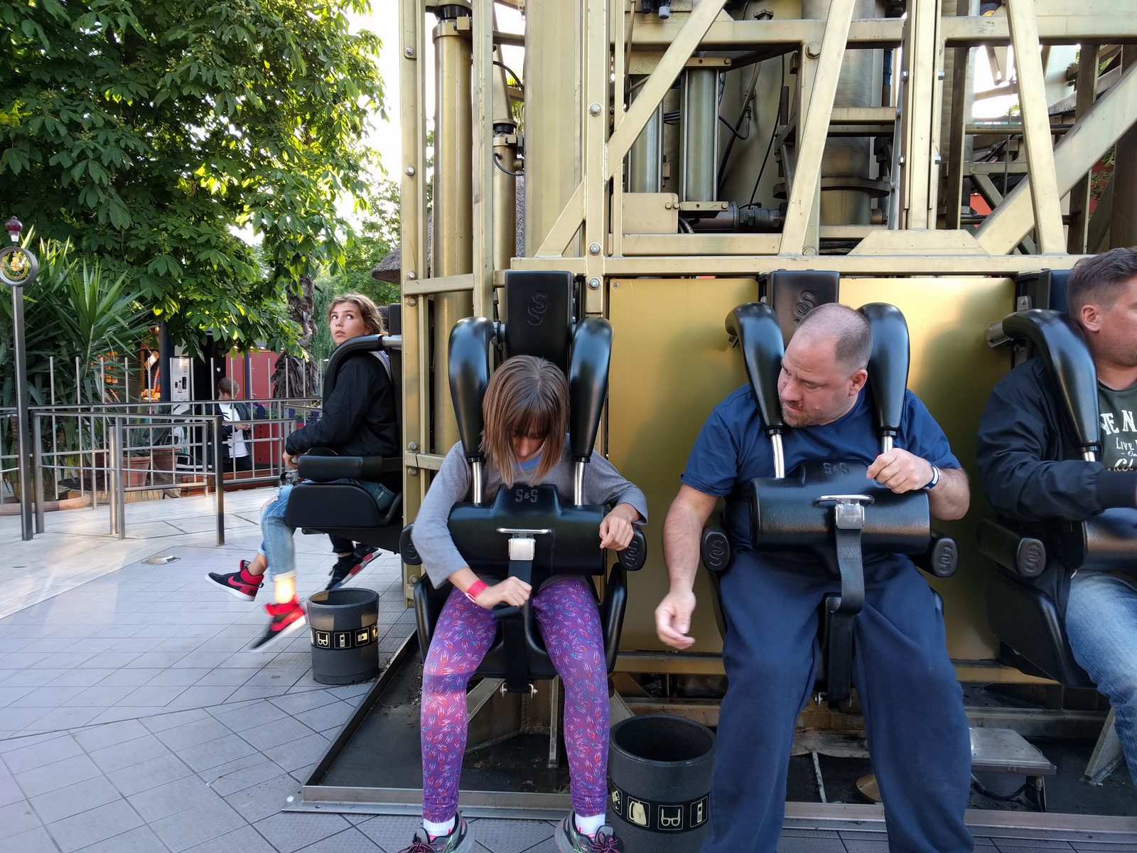 Lisa buckled in for the swing ride at Tivoli