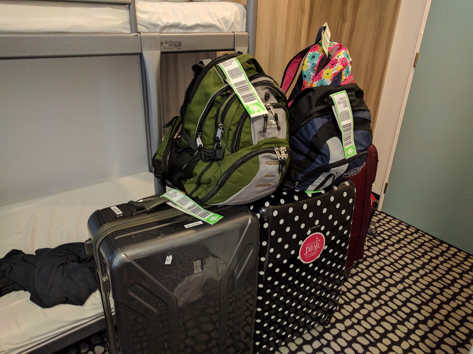 Luggage tagged and ready for boarding day