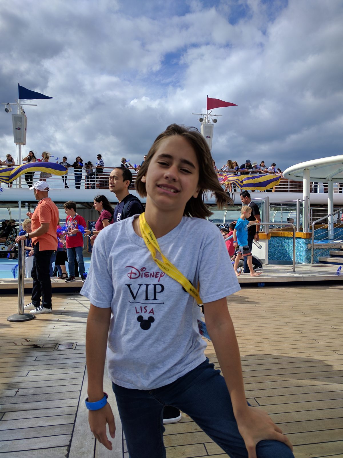 Lisa on deck for the Adventures Away deck party