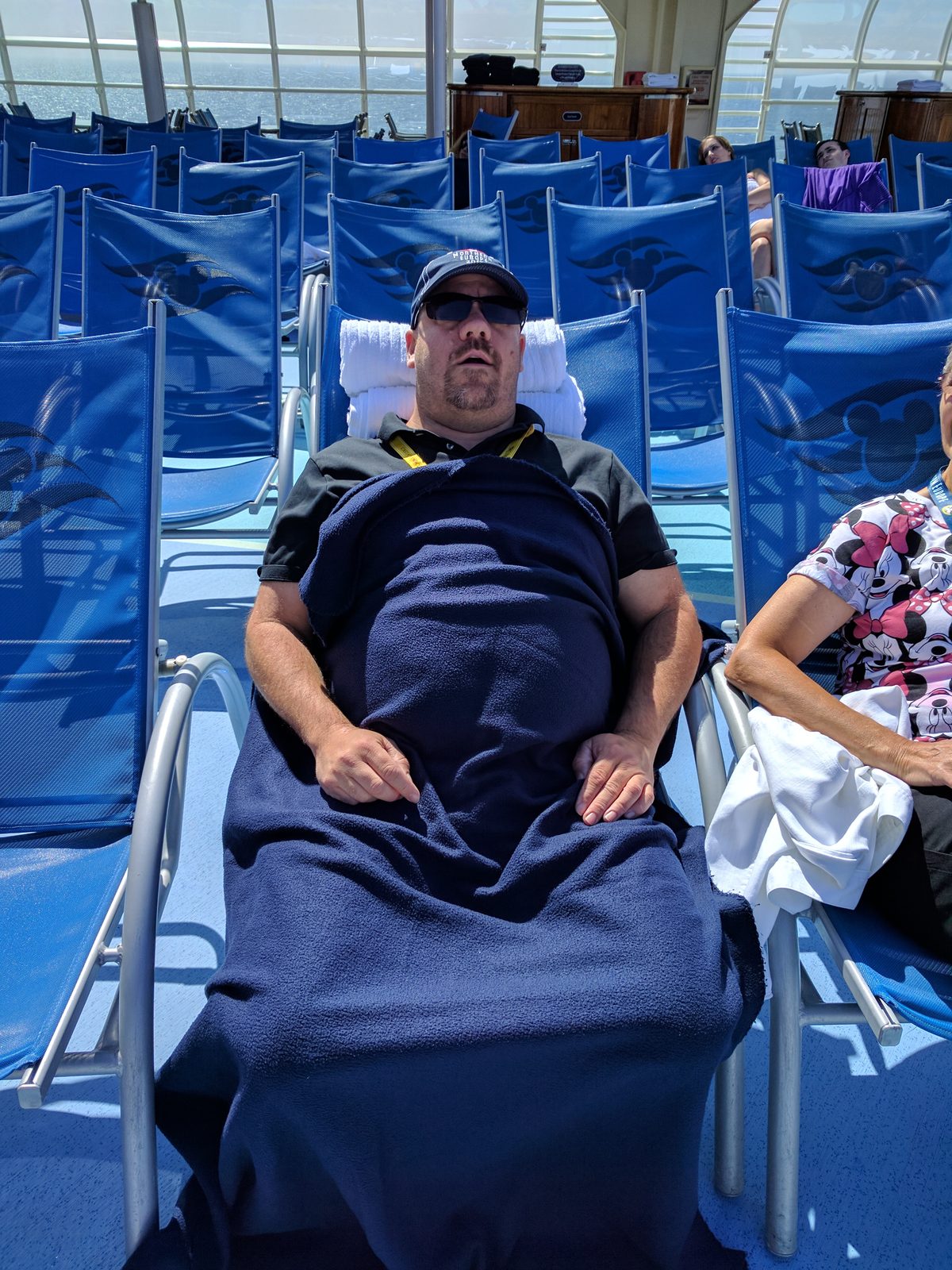 Michael on deck under a blanket on the Magic