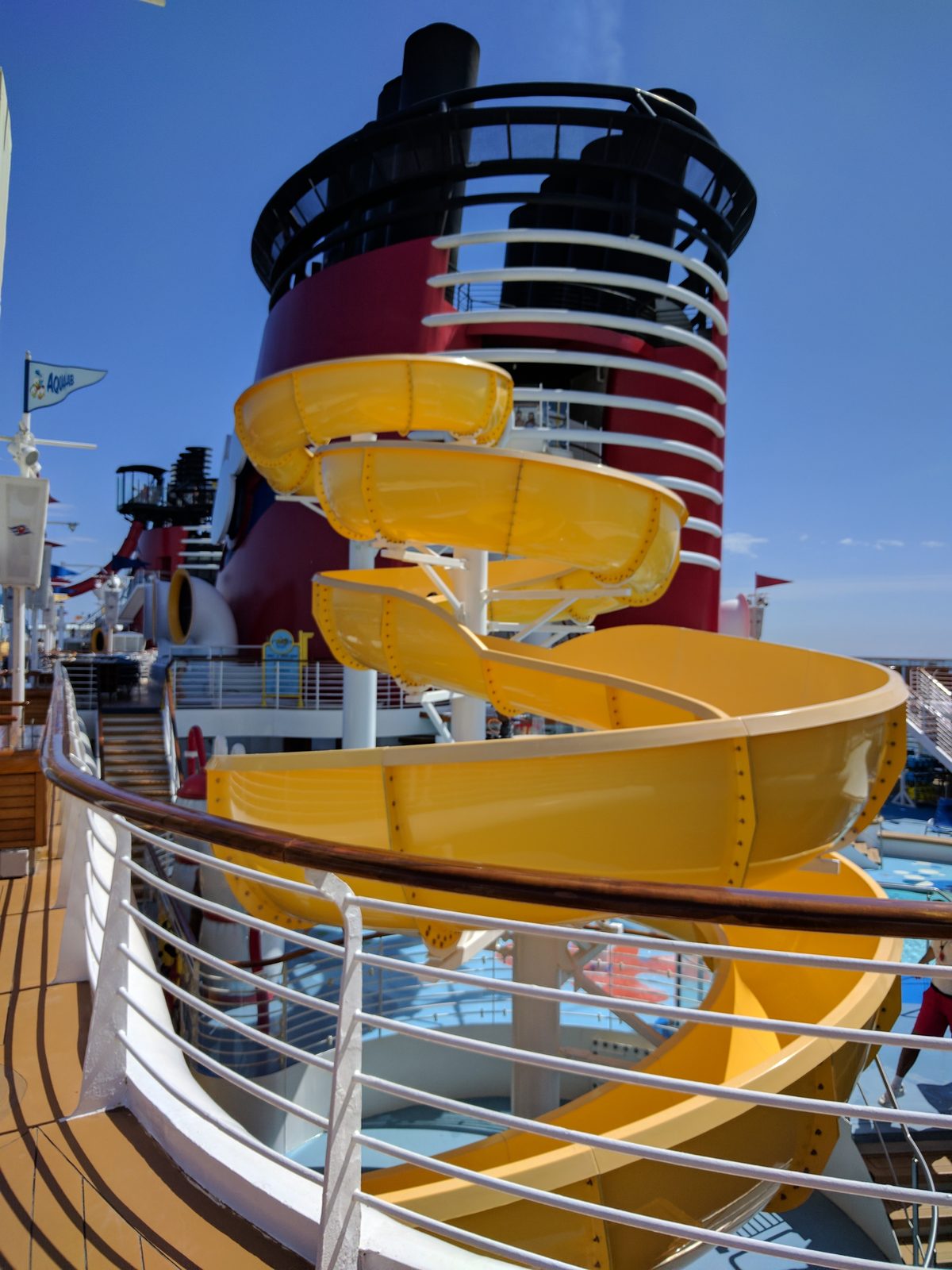 The Twist 'n' Spout slide at the pool deck