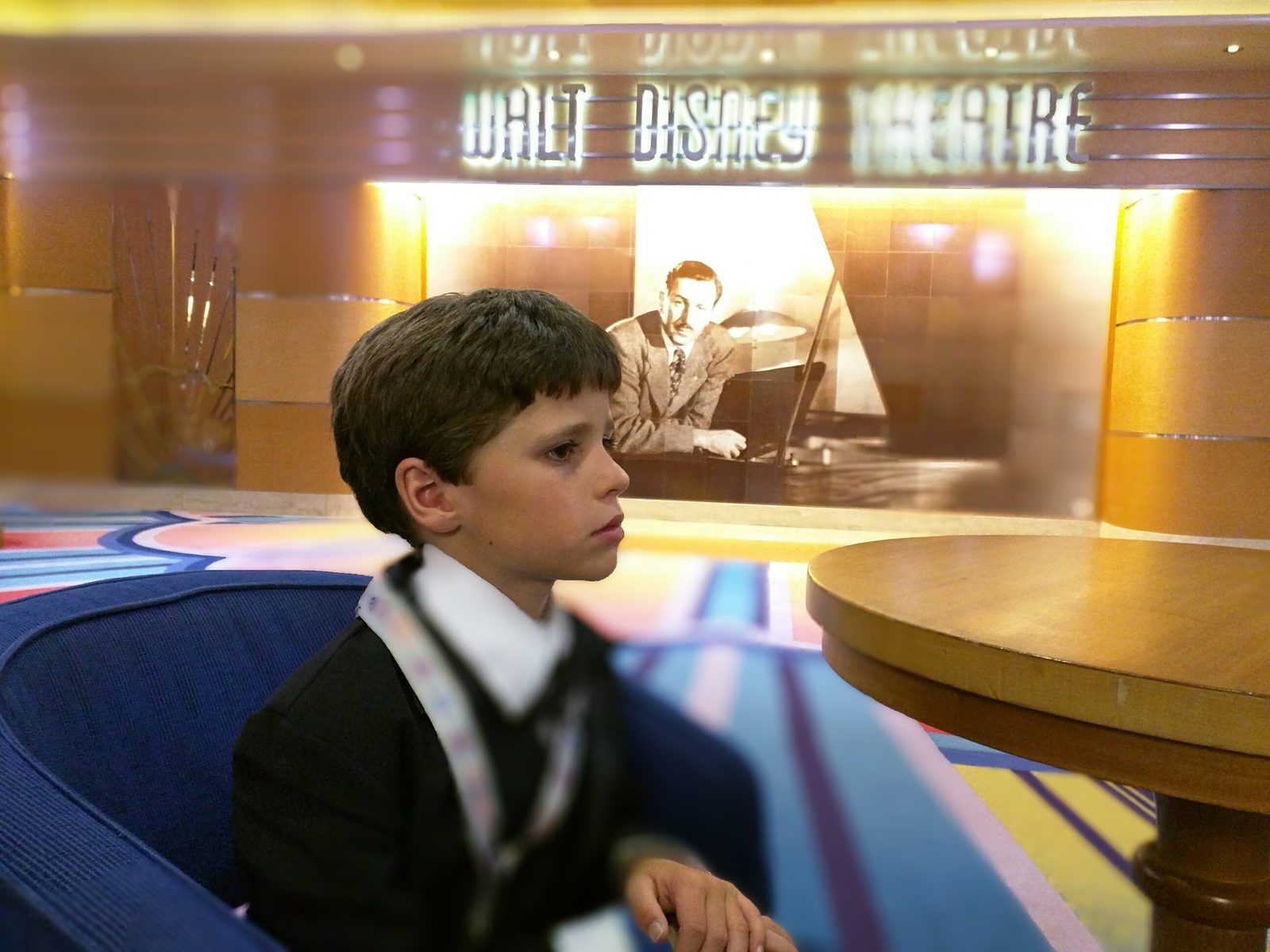Thomas in his tux outside the Walt Disney Theatre