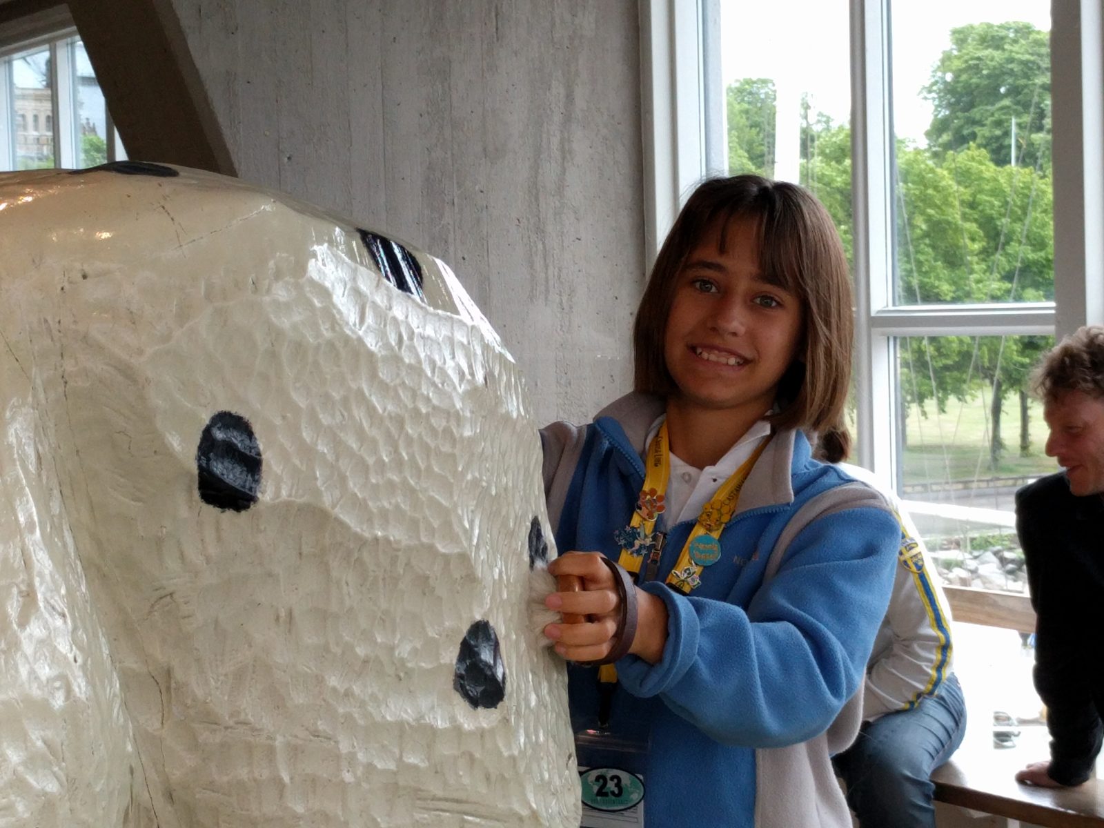 Lisa with the spotted horse at Junibacken