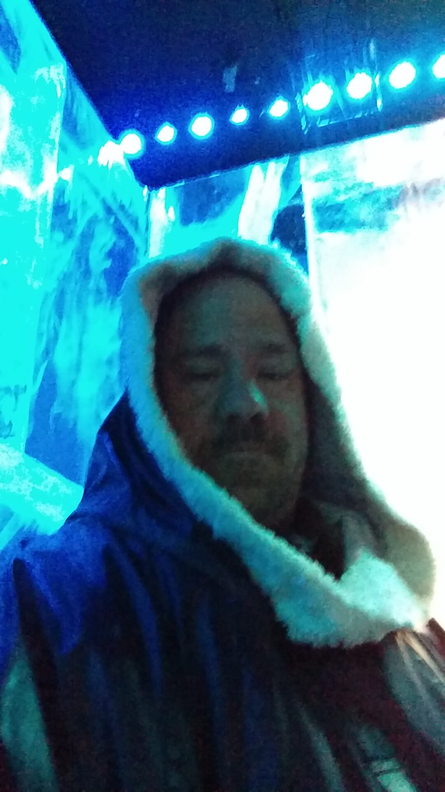 Bundled into a loaner parka at the Icebar