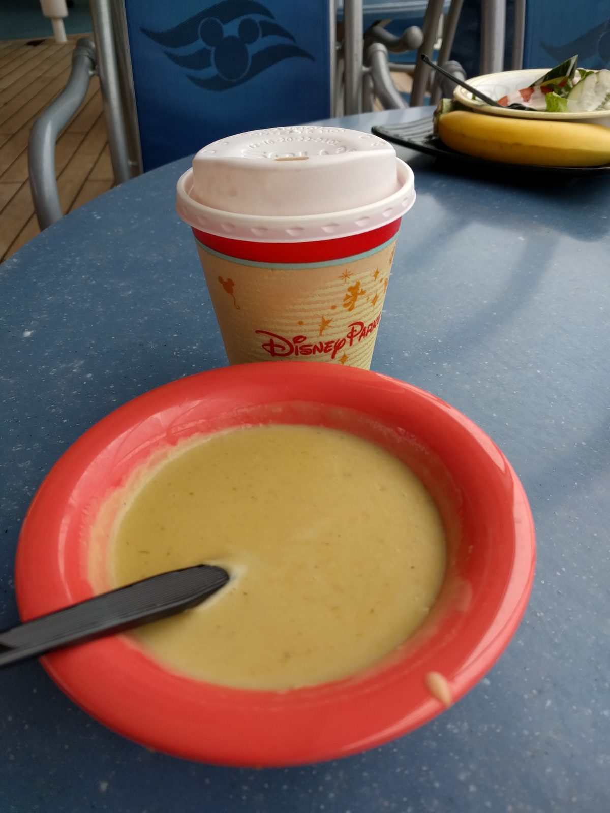 Hot chocolate and soup on deck after Stockholm