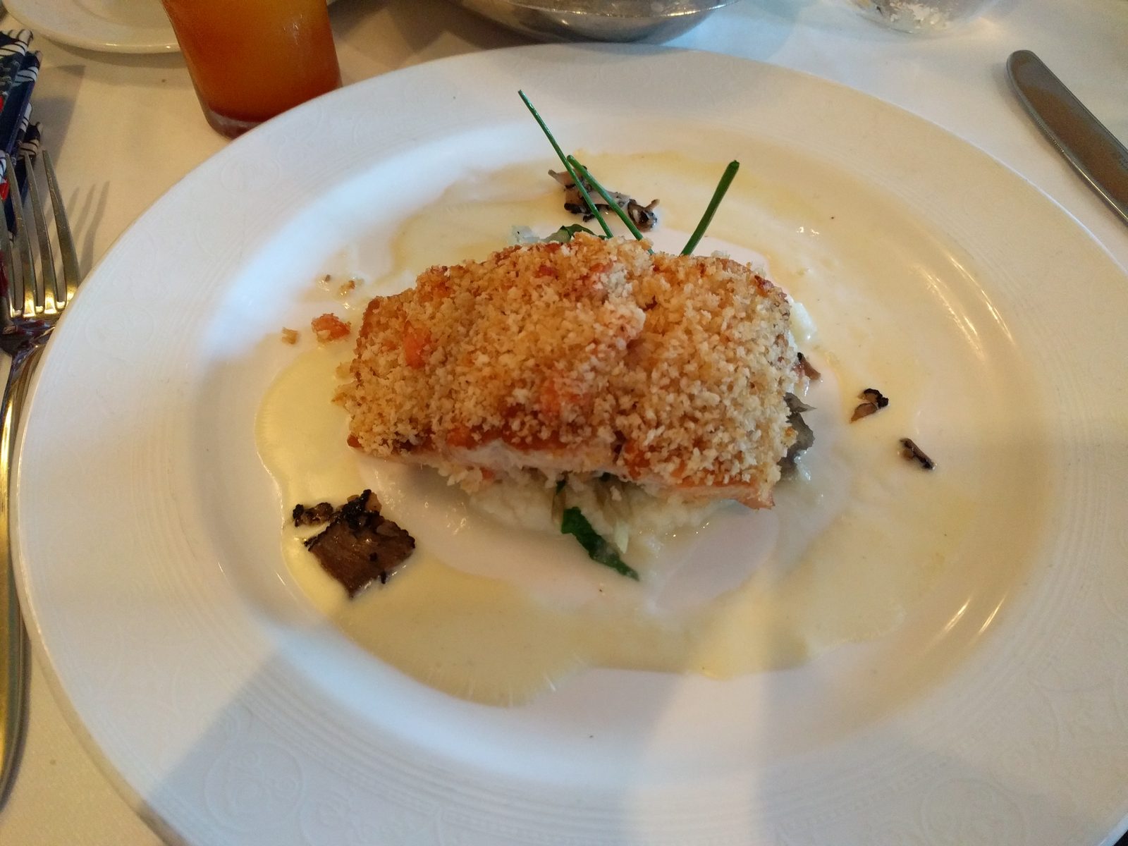 Crusted fish at dinner on the Magic