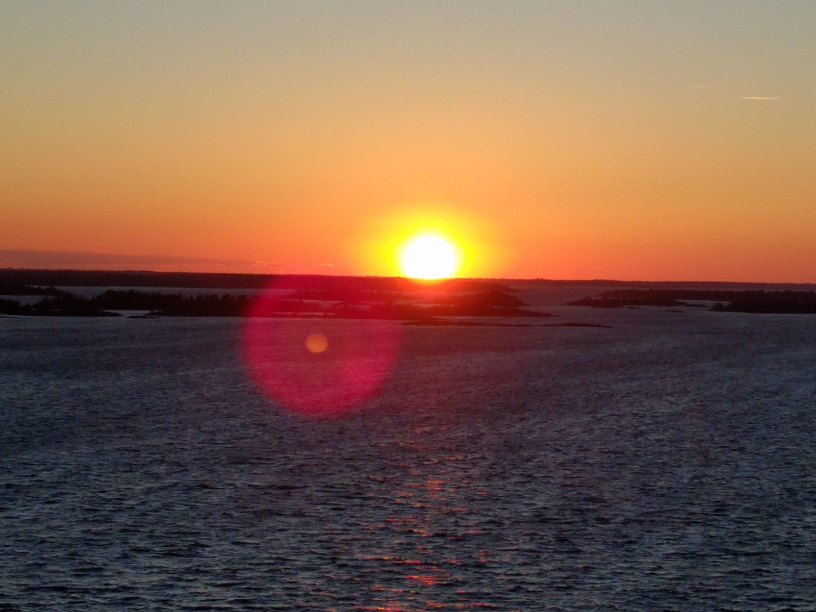 Sunset as we sail out of Stockholm