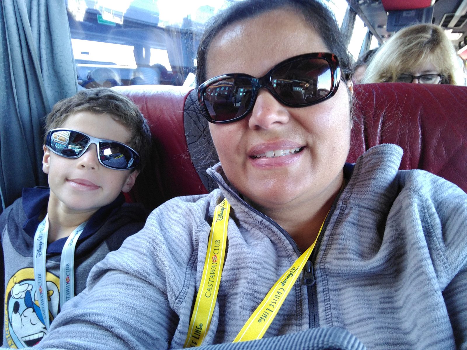 Thomas and Kathy on the bus in Helsinki