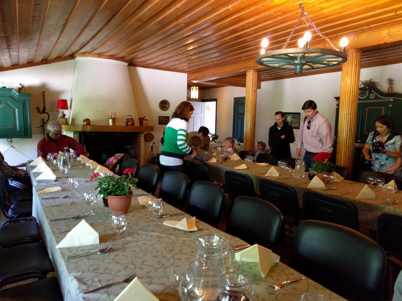 Lunch tables set at the farmhouse