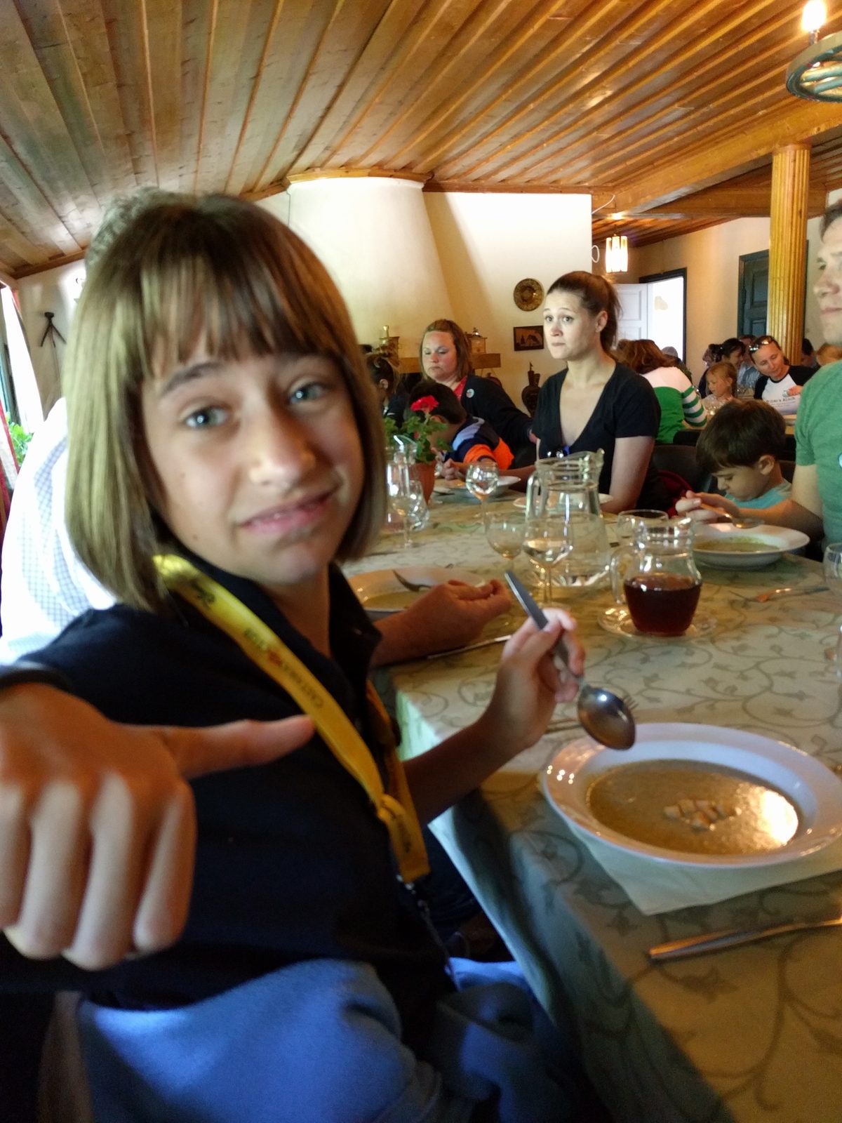 Lisa gives the nettle soup a thumbs up at Savijarvi