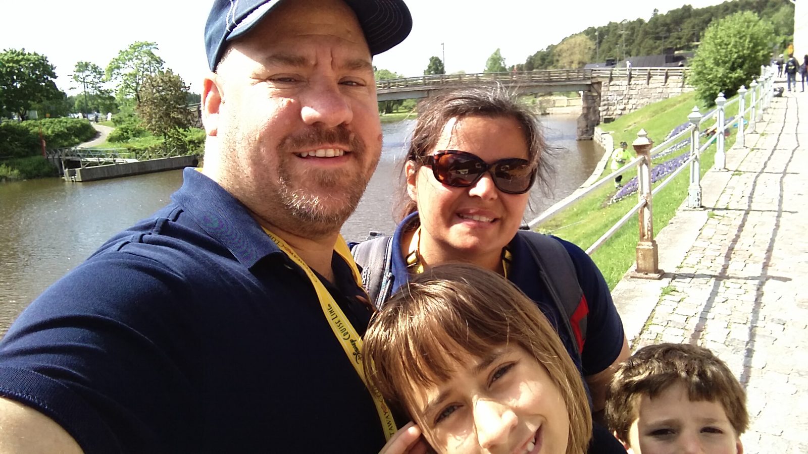 A selfie with all of us by the canal in Porvoo