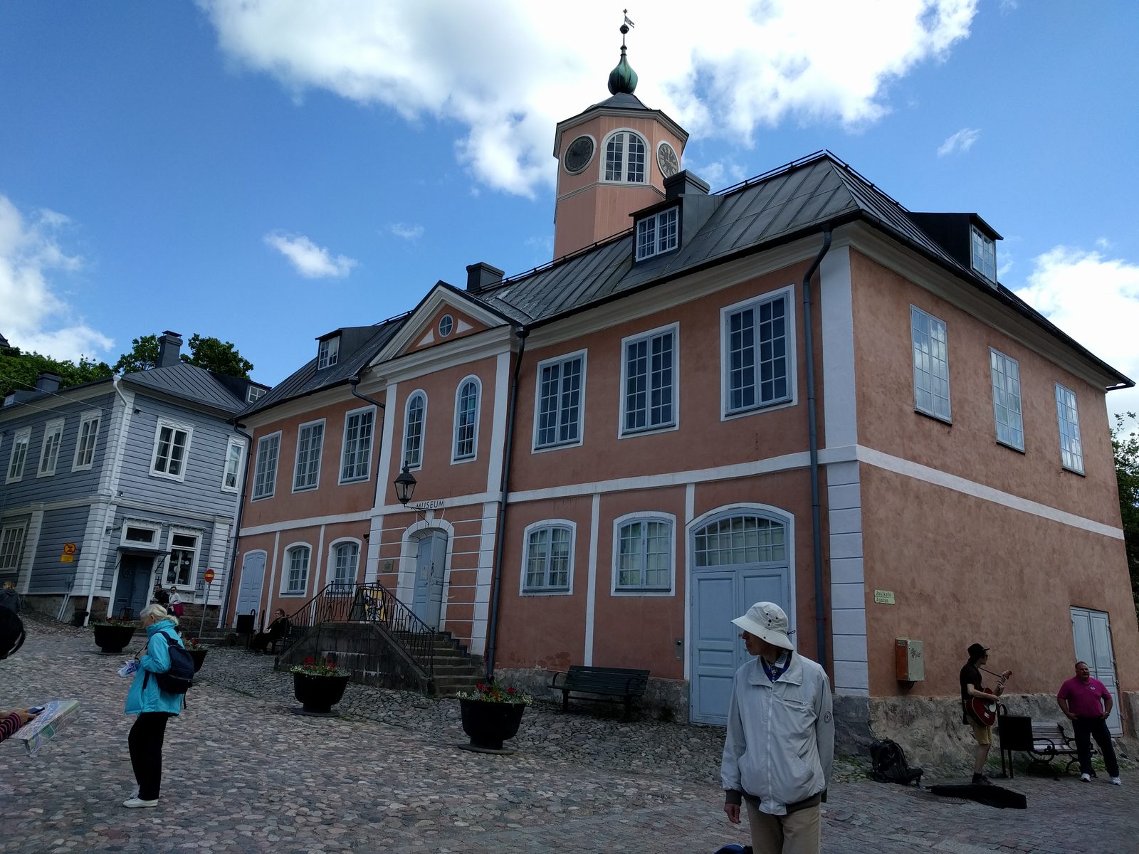 A pink building along Old Town Porvoo