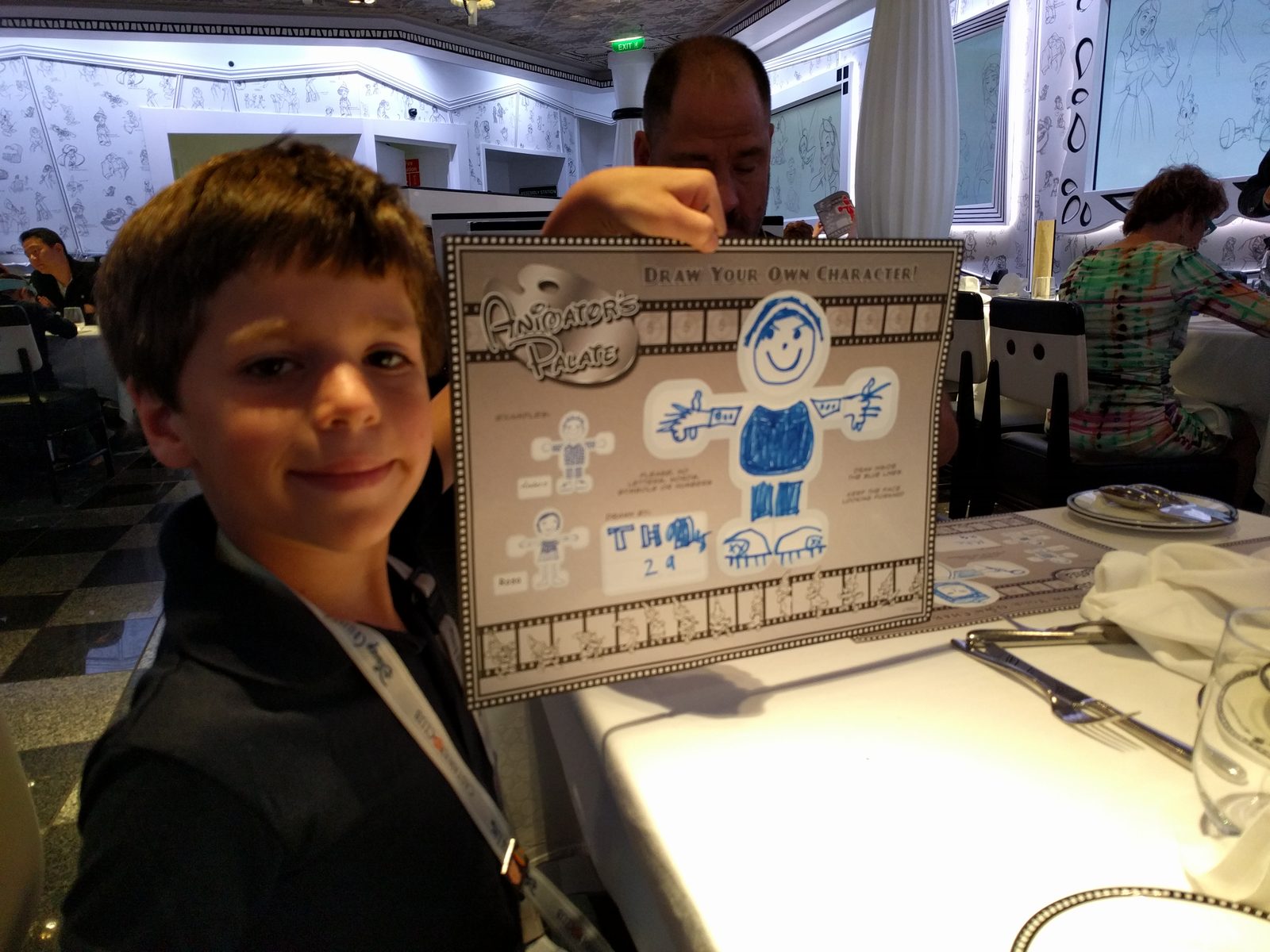 Thomas shows off his drawn character at Animator's Palate