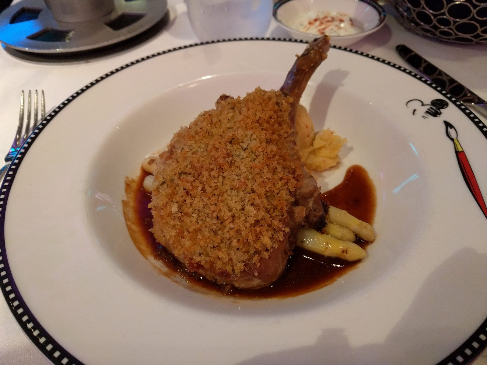 Lamb chop at dinner on the Magic after St. Petersburg