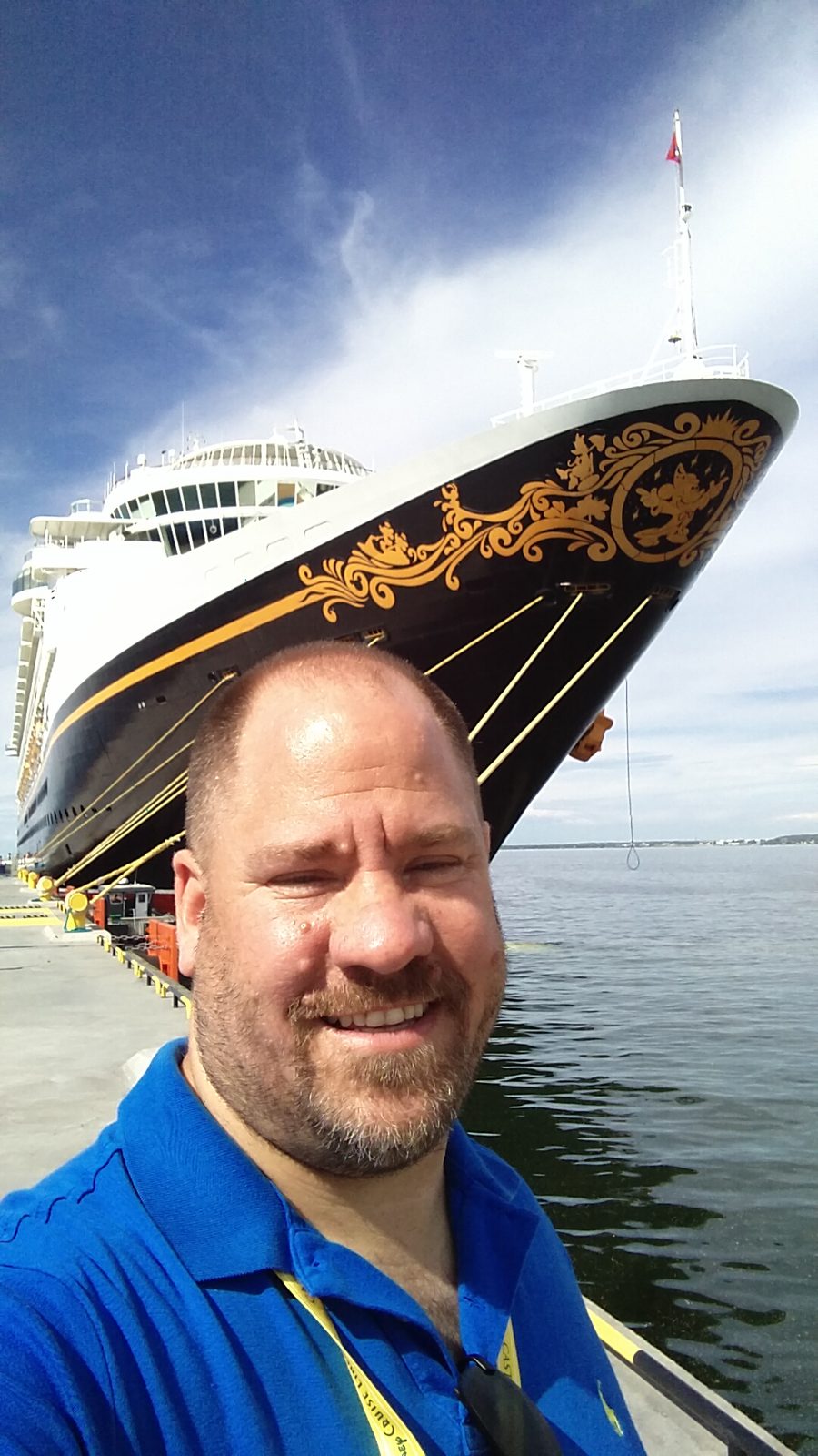 Me with the Disney Magic at the pier in Tallinn