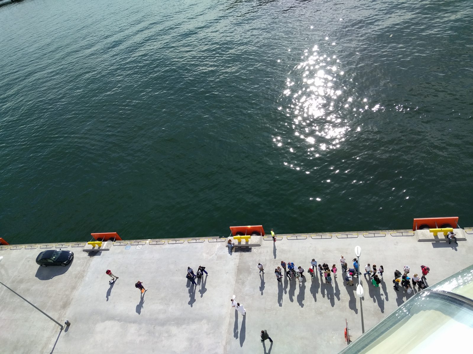 Passengers on the pier in Tallinn from the ship