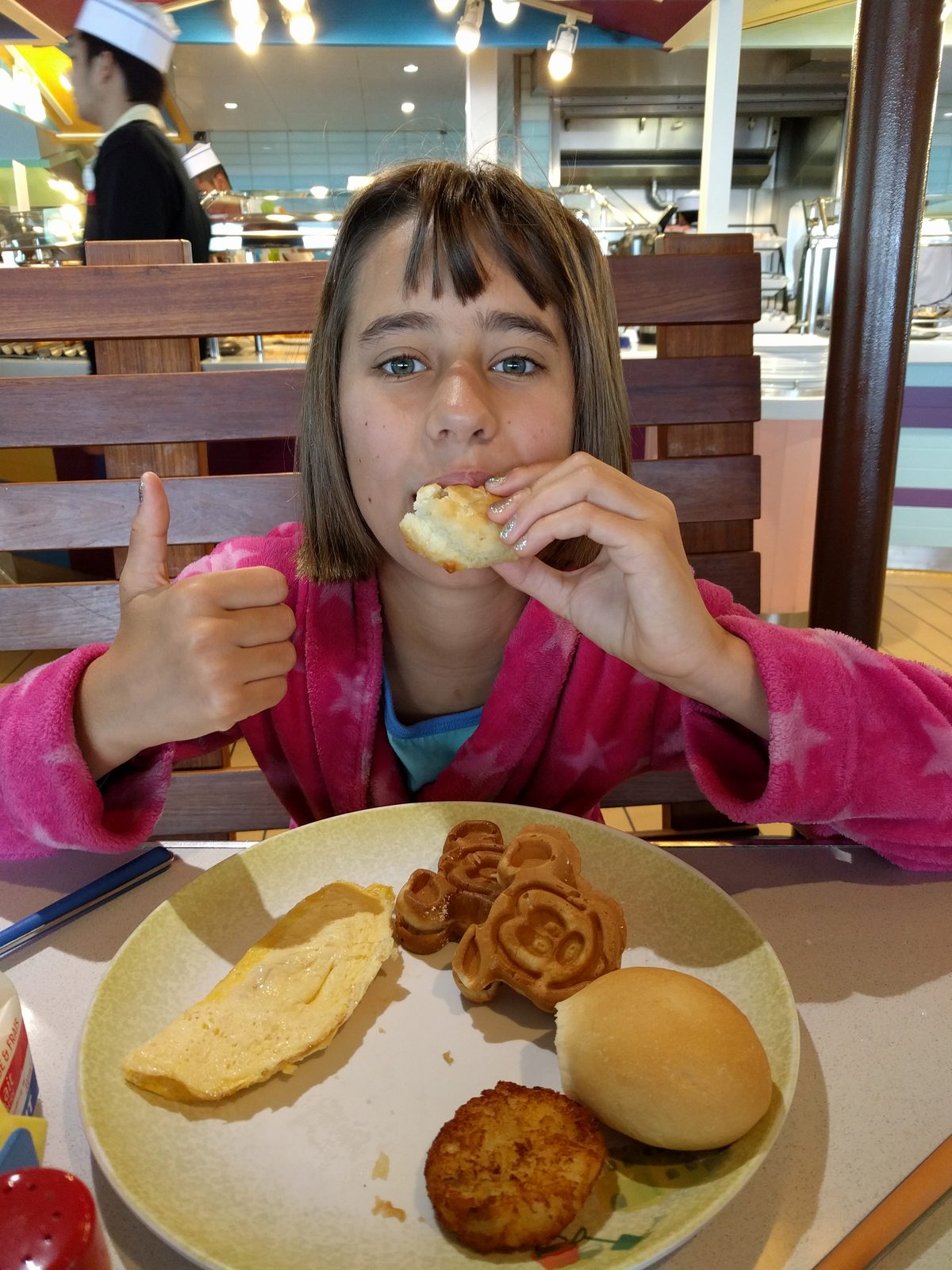 Lisa's thumbs up for buffet breakfast