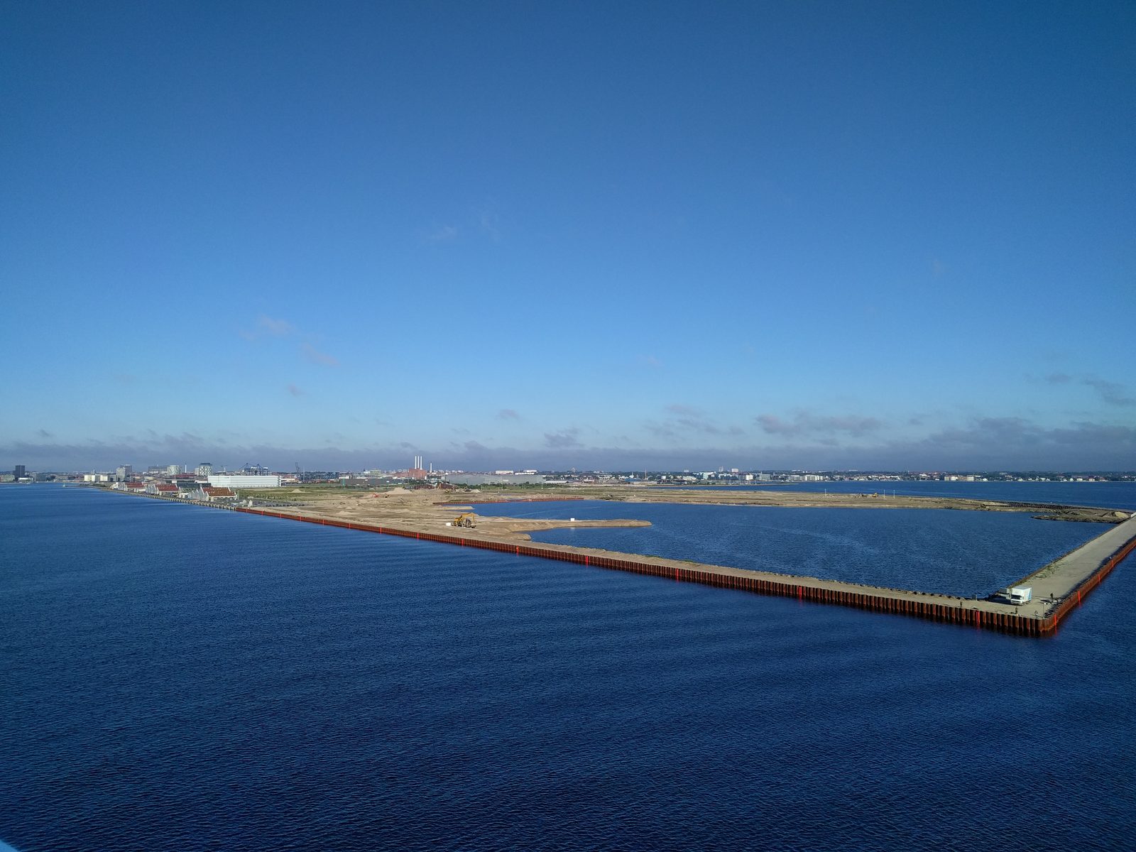 Leaving Copenhagen with the coastline behind us