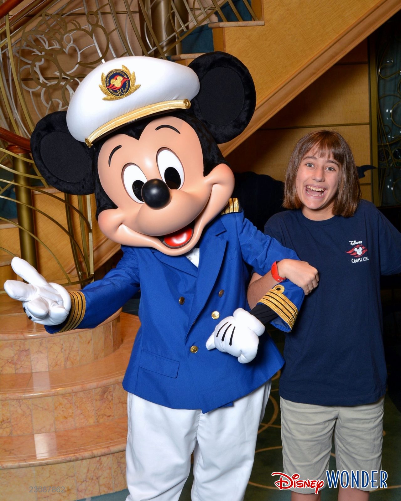 Lisa with Captain Mickey in the Lobby Atrium