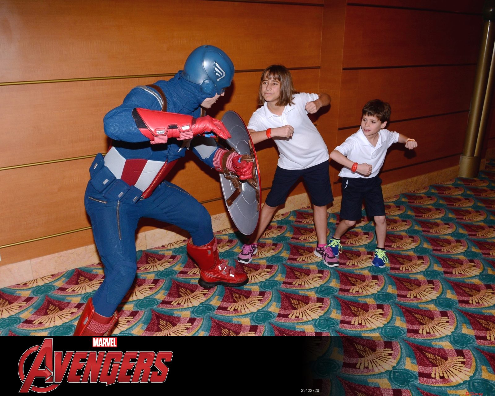 Captain America squaring off with Lisa and Thomas on the Wonder