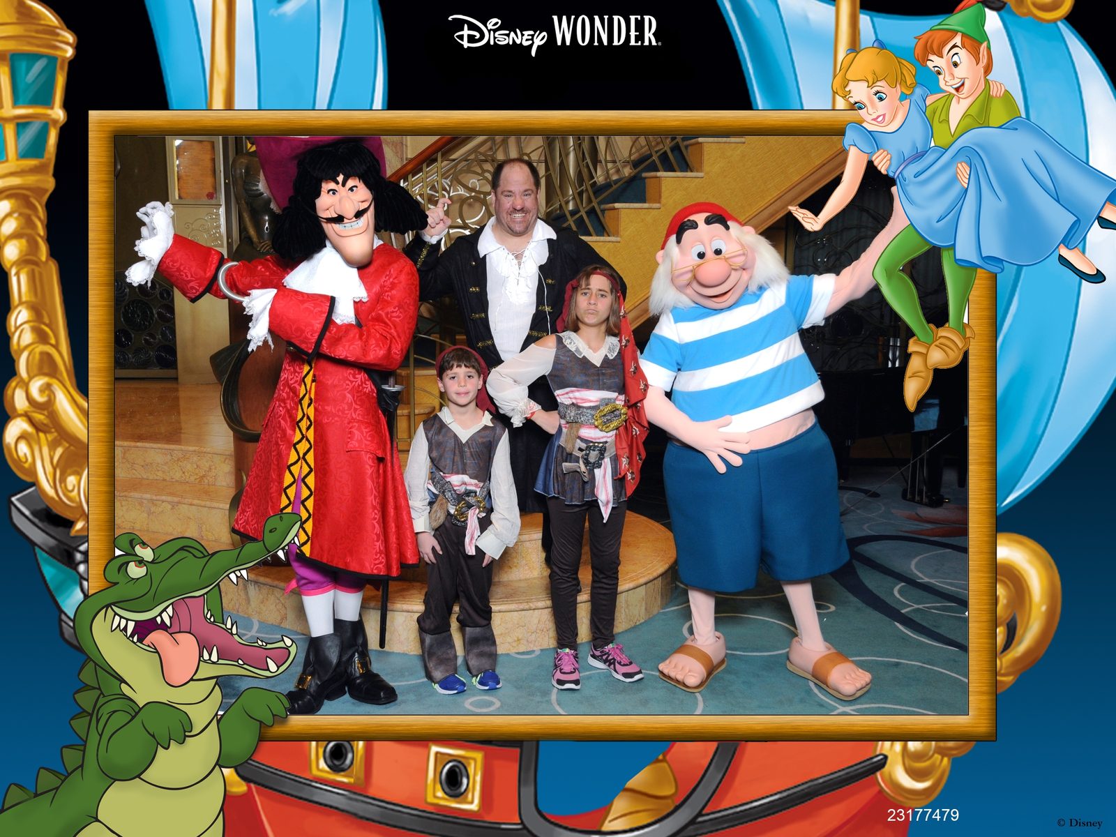 Captain Hook, Thomas, Michael, Lisa and Mr. Smee on Pirate Night