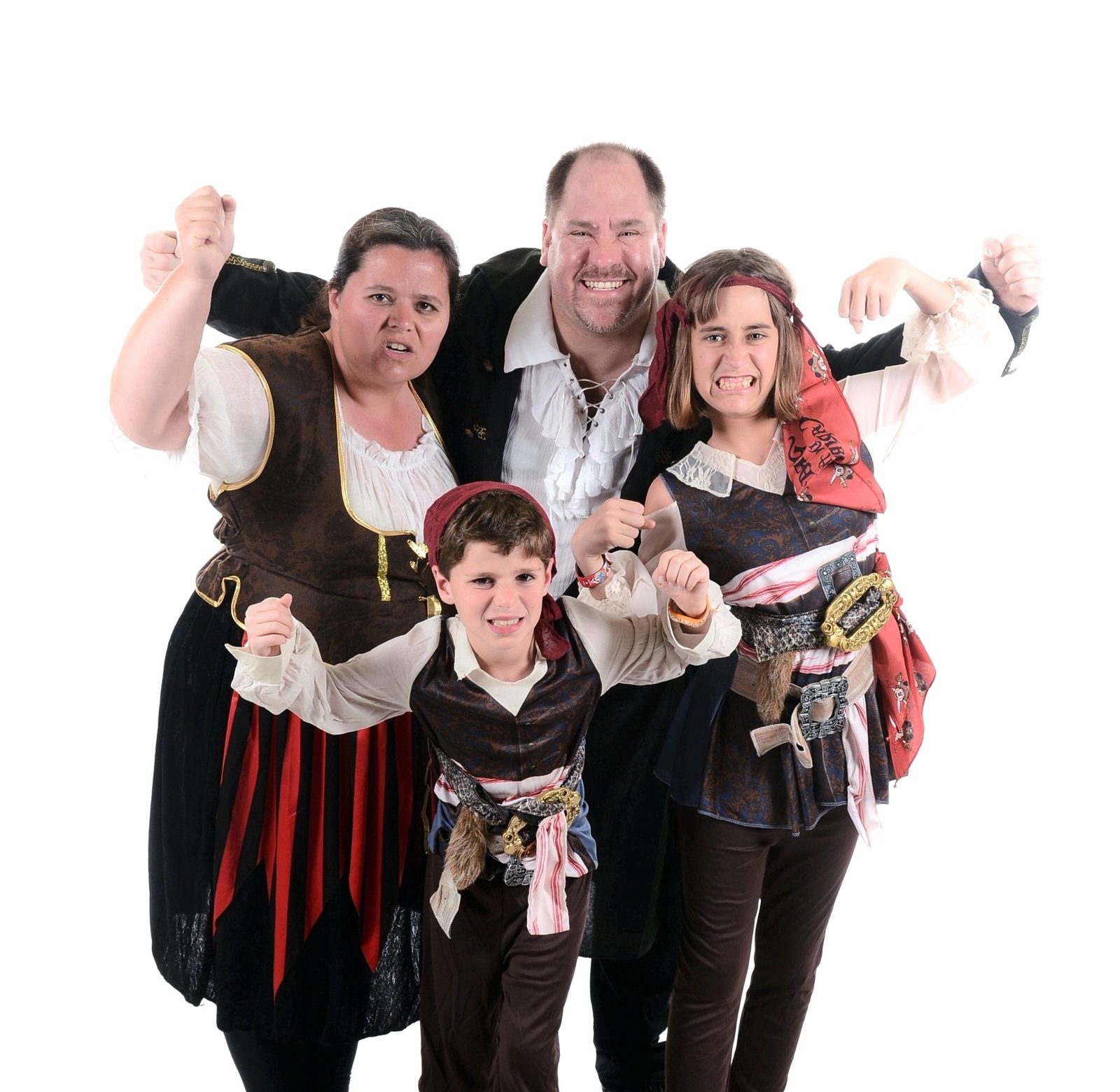 All four of us in pirate costume for the camera