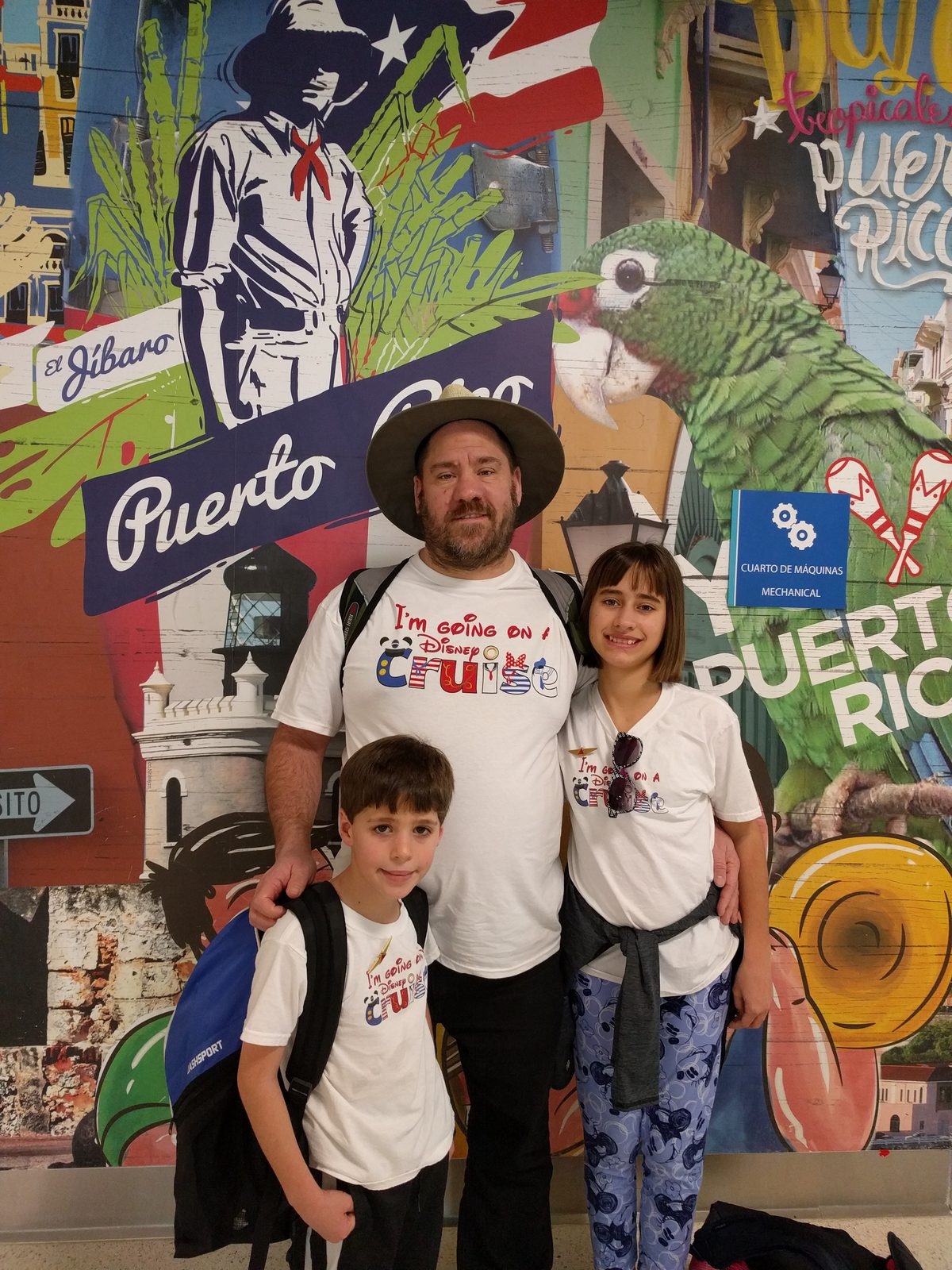 Lisa, Thomas and me in San Juan, matching cruise shirts