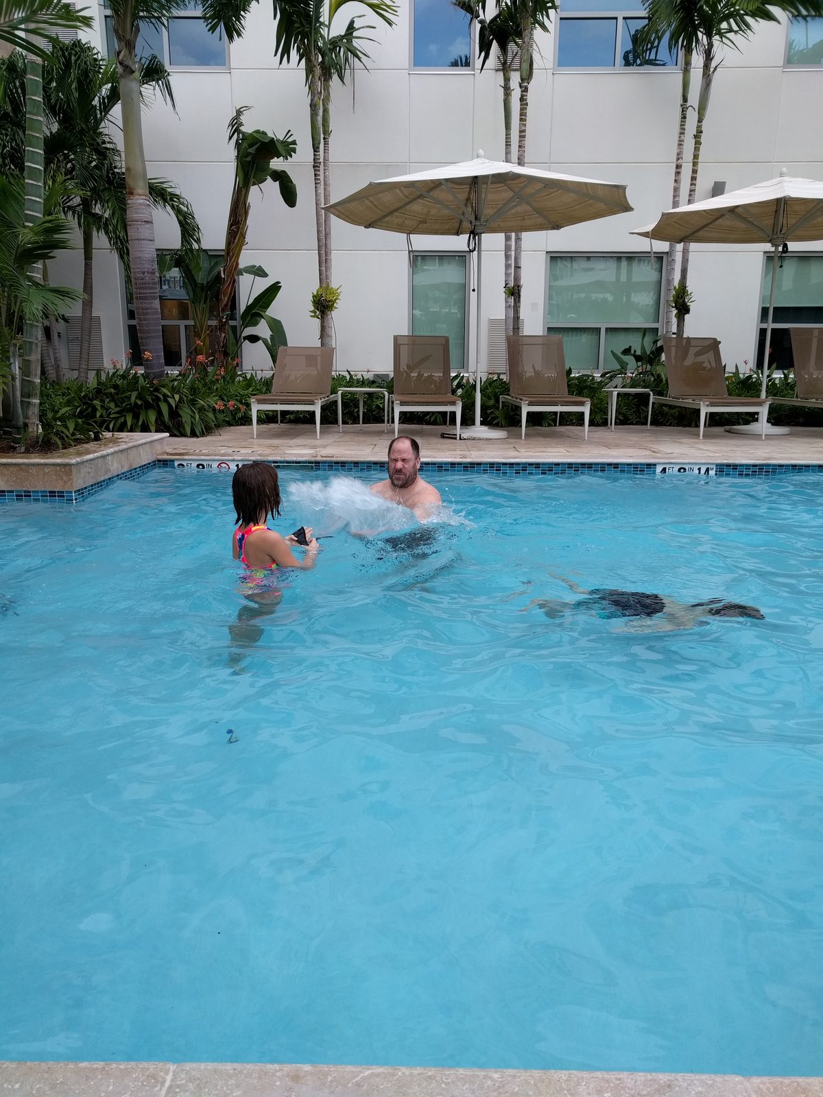 Michael in the cold hotel pool in San Juan