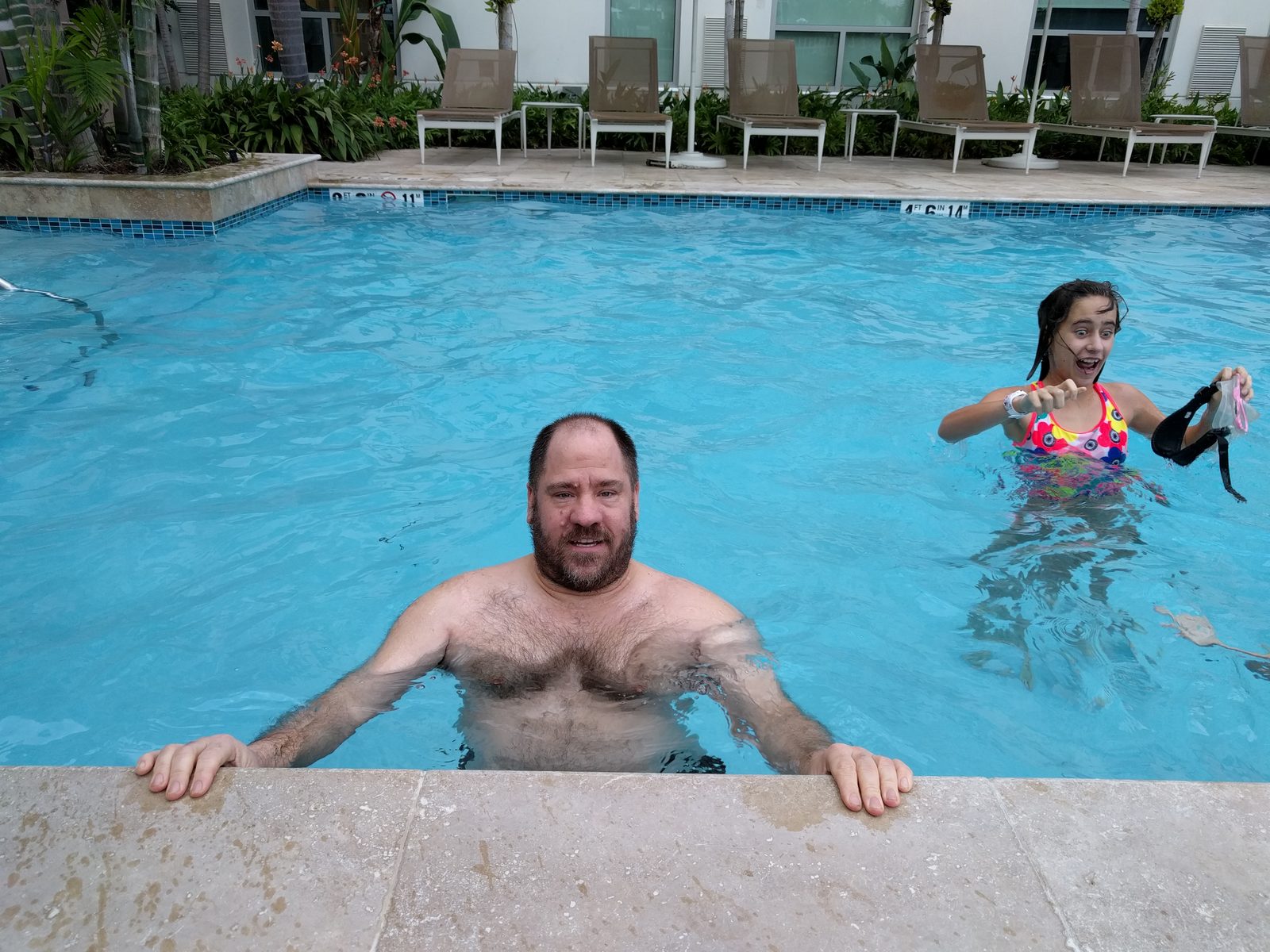 Splashing around in the hotel pool