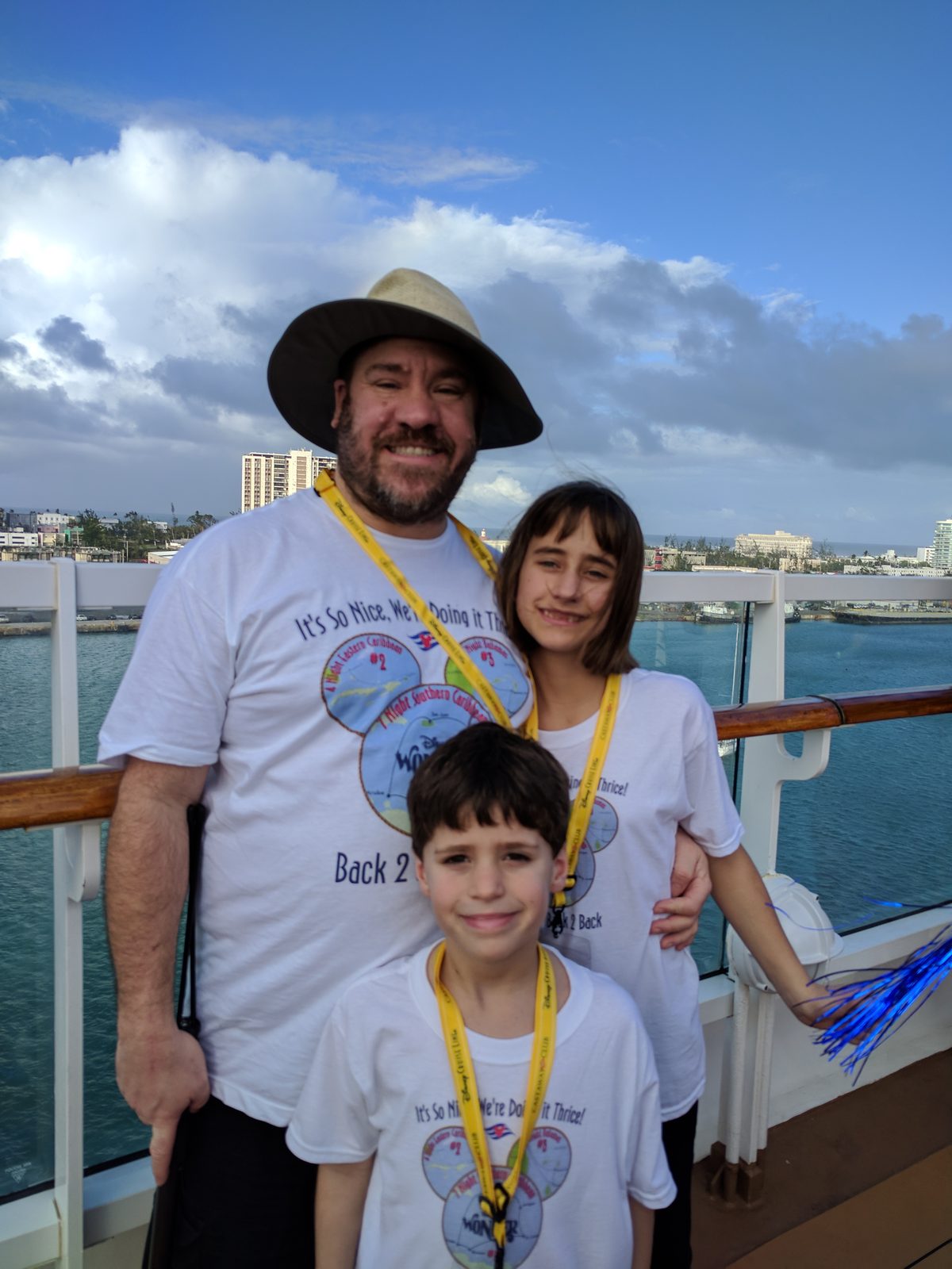 Lisa, Thomas and me at the rail as San Juan slips away