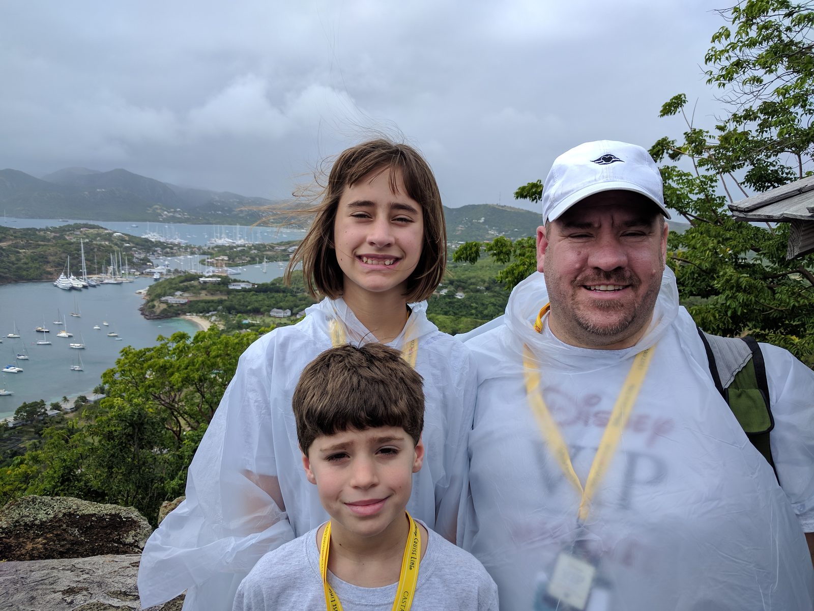 Lisa, Thomas and me above the harbours at Shirley Heights