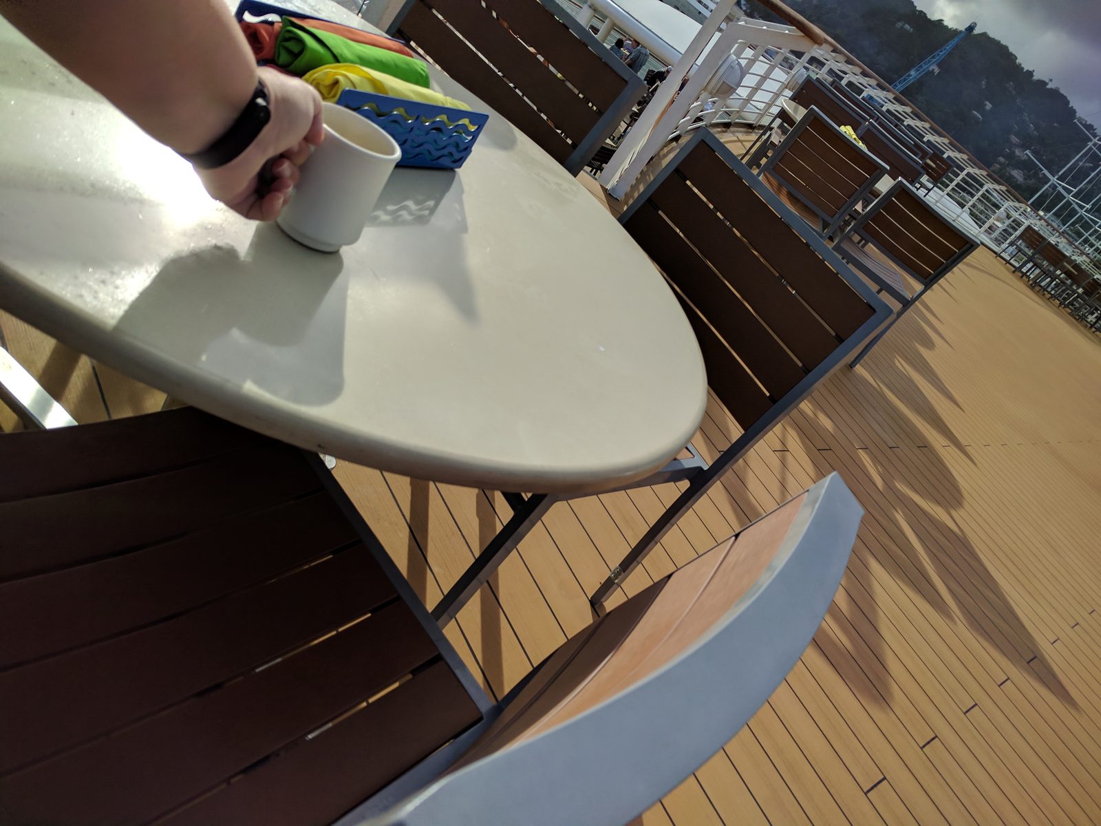 Coffee on the verandah before going ashore in Castries