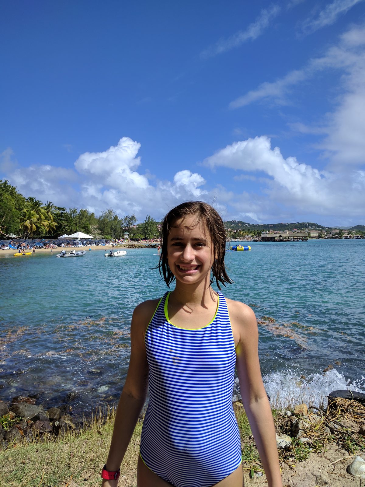 Lisa cooling off on Pigeon Island