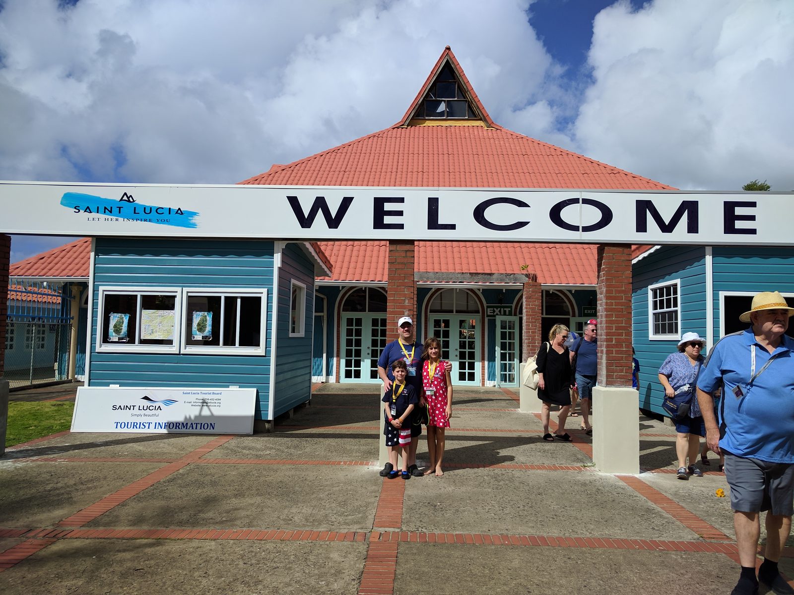 Lisa and me passing the welcome sign on the way out