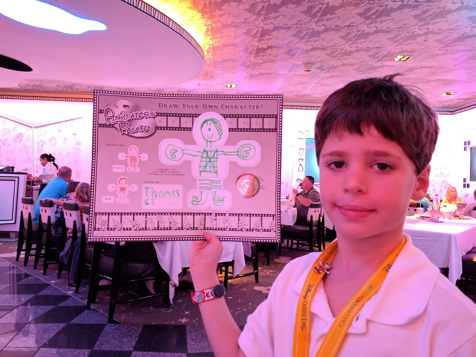 Thomas with his Animator's Palate drawing at dinner