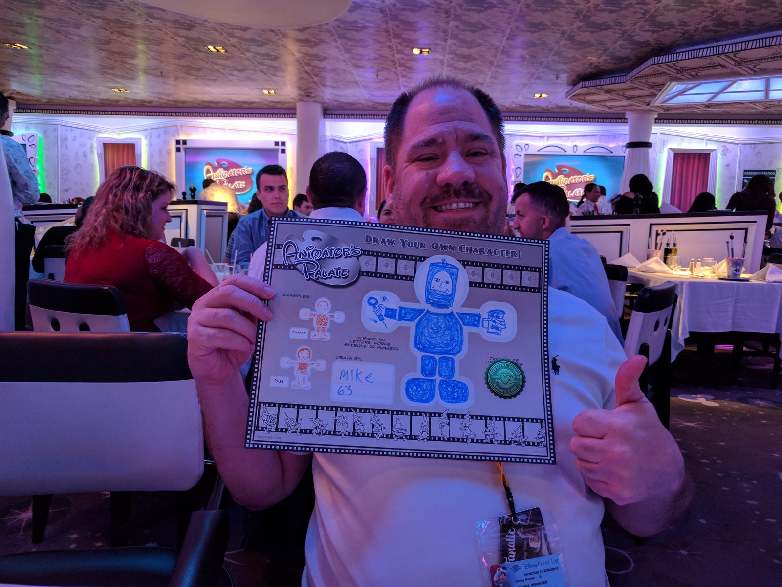 Michael's turn with the draw-your-own-character game