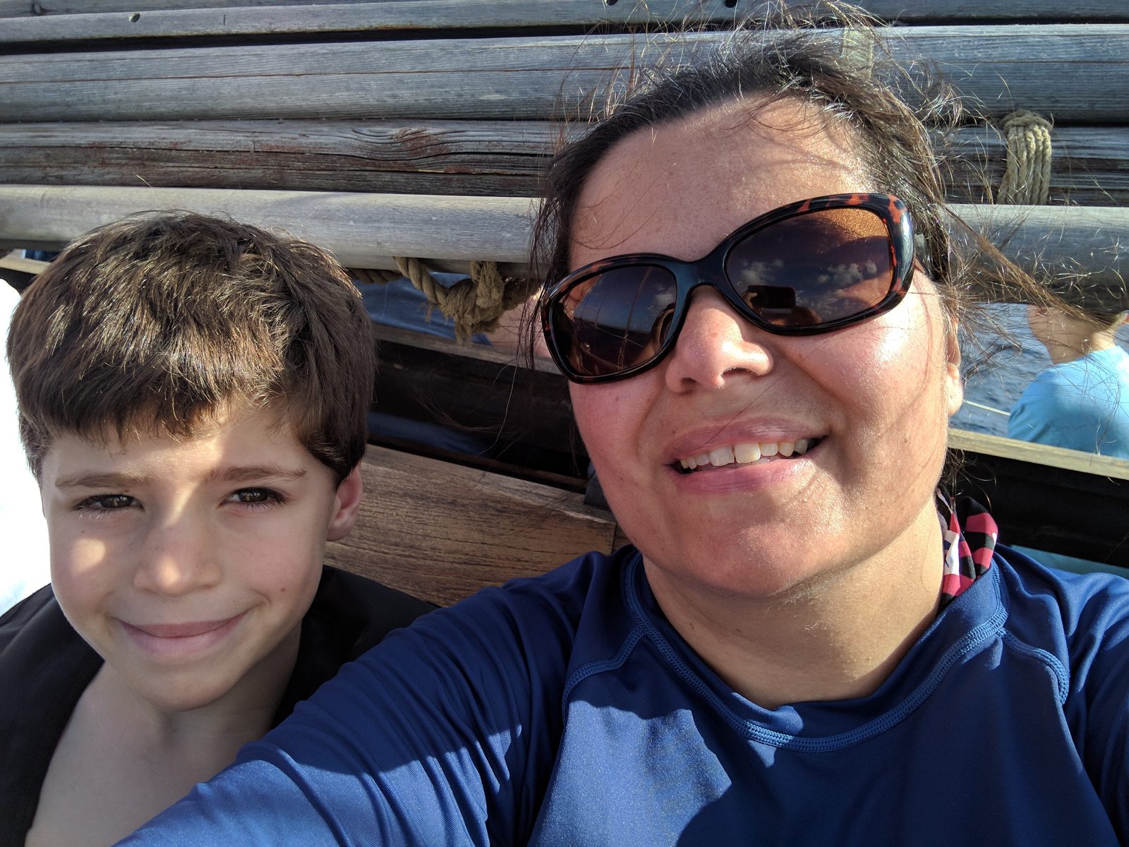 Thomas and Kathy out on the sailboat