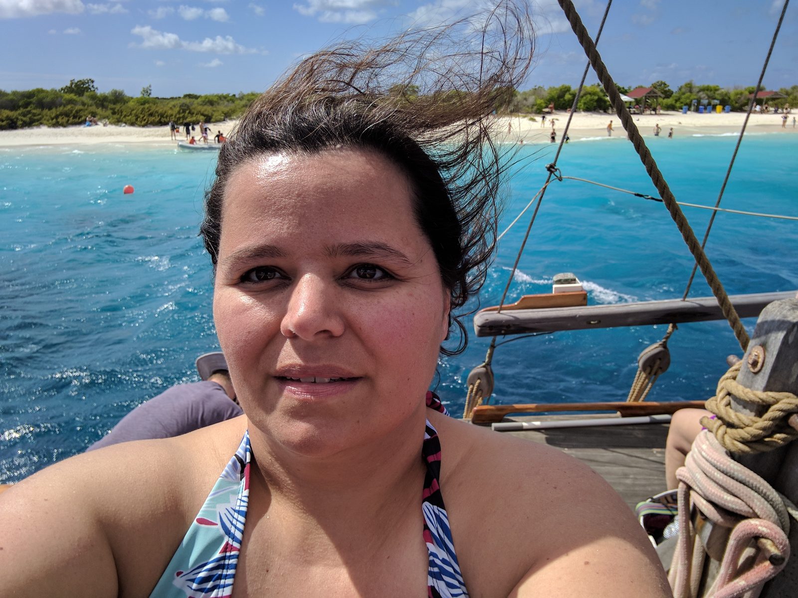 Kathy on the Samur off Klein Bonaire