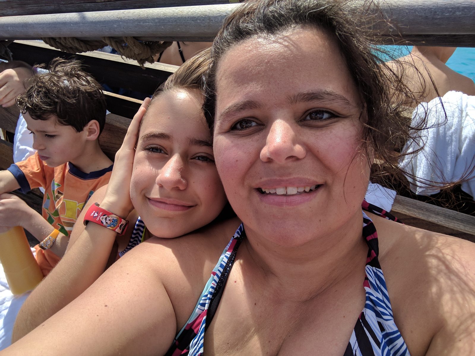 Kathy and the kids on our Bonaire sail