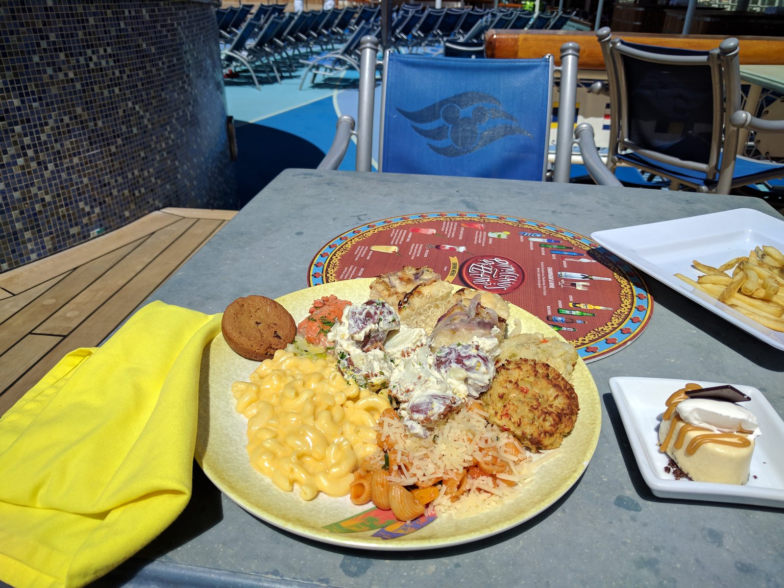 Lunch on deck overlooking Kralendijk's harbor