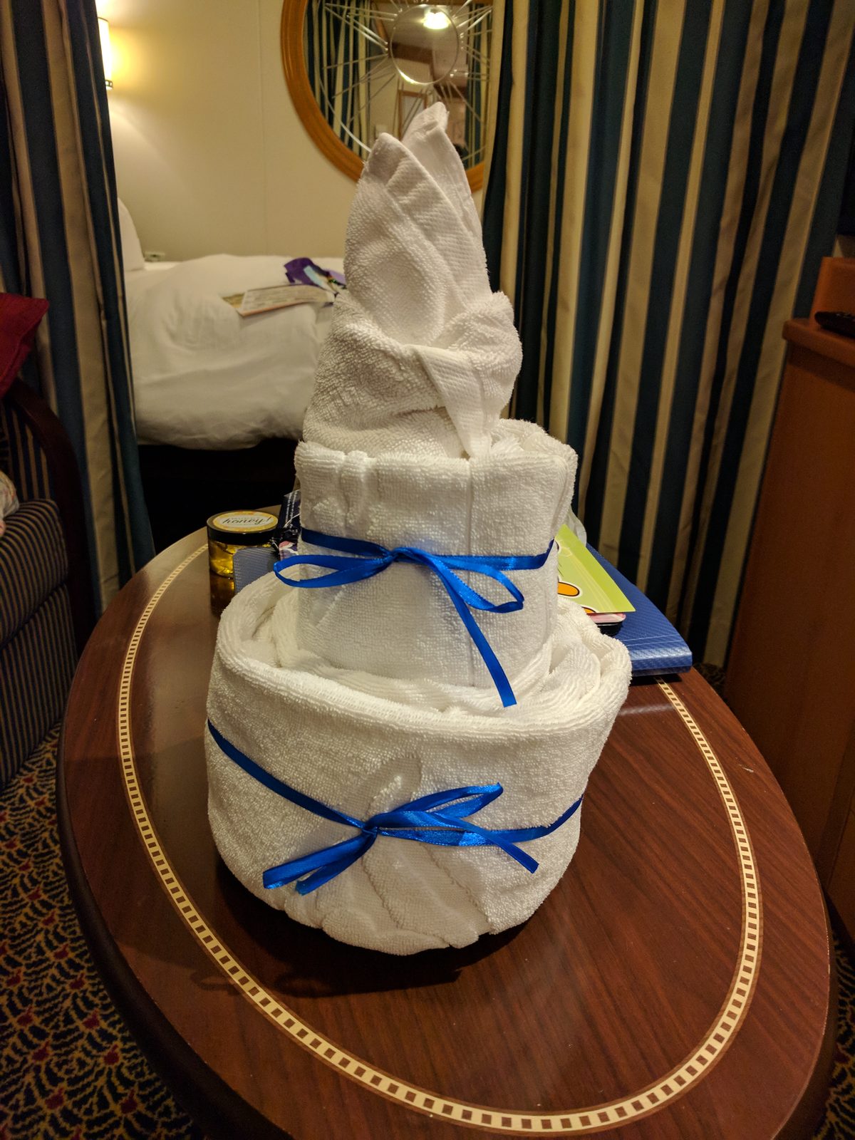 A towel cake for Thomas's Birthday