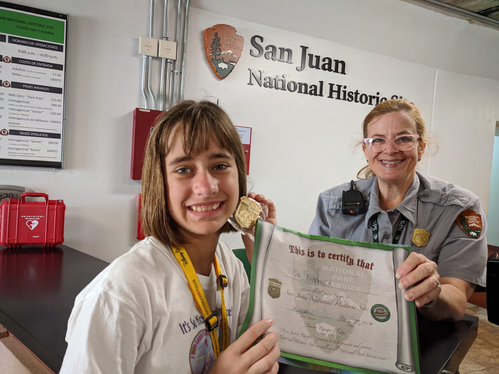 Lisa earns her Junior Ranger badge