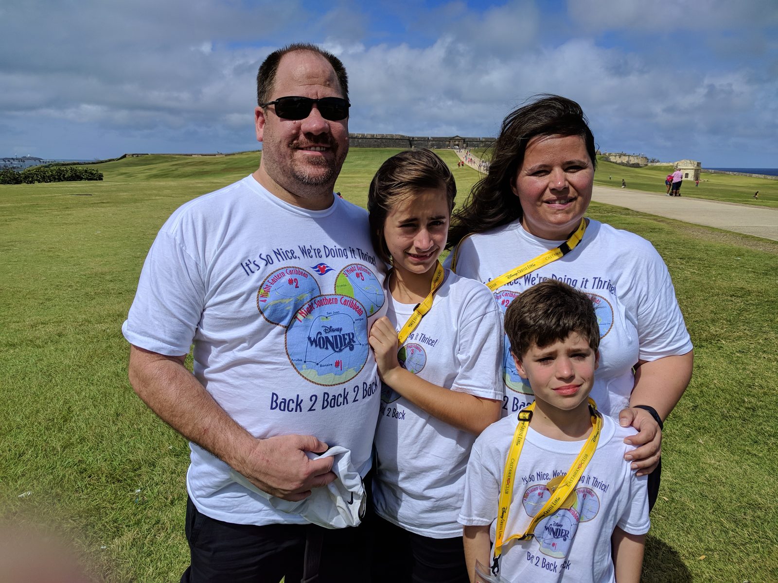 All four of us touring in our matching shirts