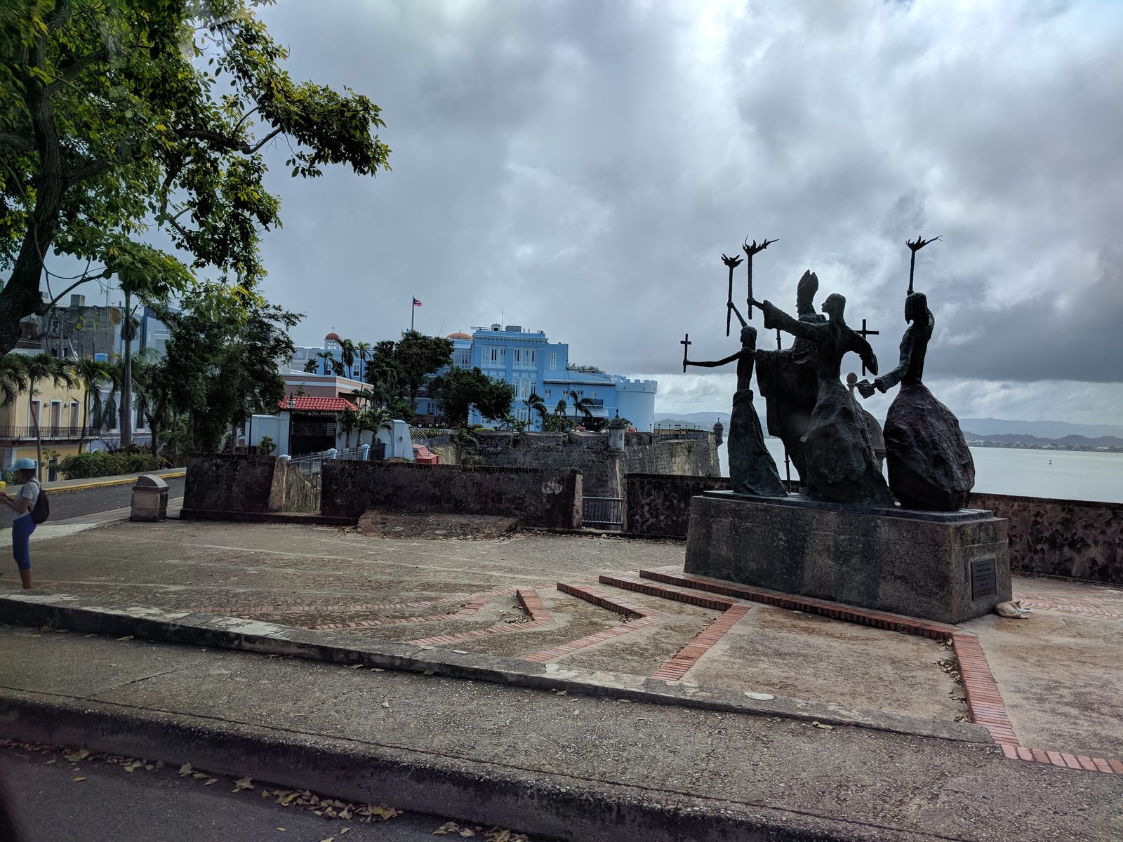 A statue group overlooking the bay