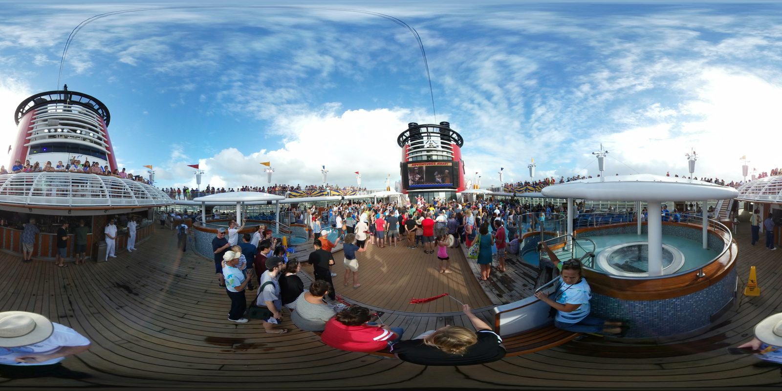 360 view of the Adventures Away deck party on the pool deck