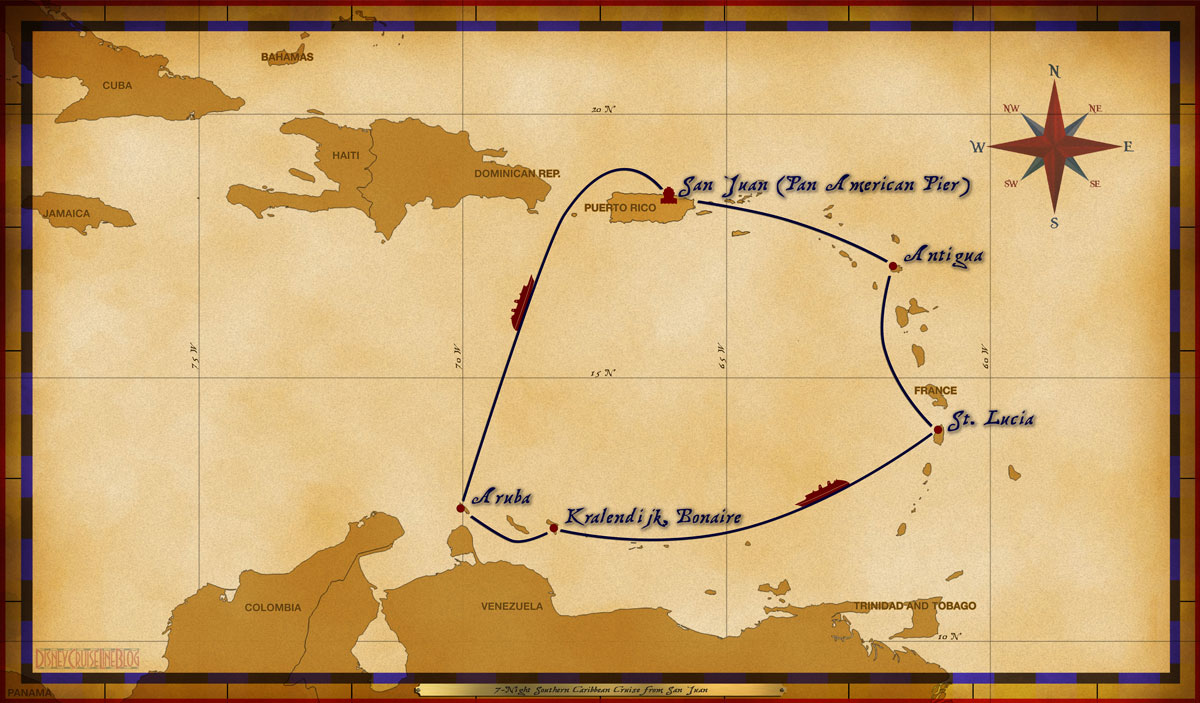 Itinerary map courtesy of DisneyCruiseLineBlog.com