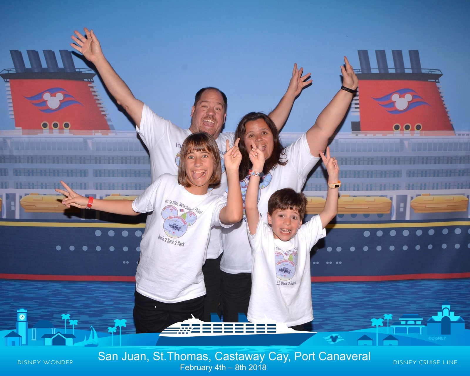 The four of us at the embarkation photo in San Juan