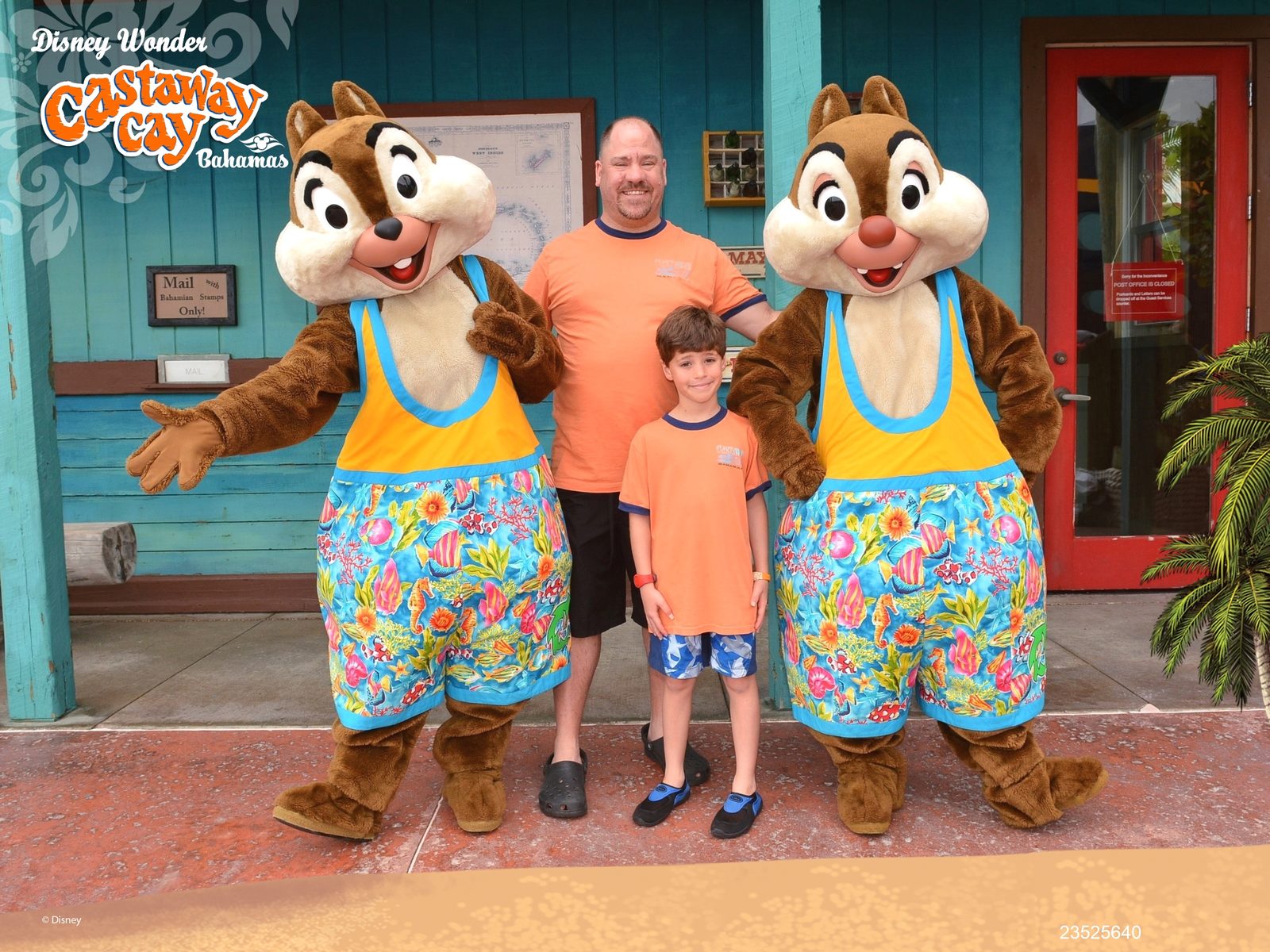 Chip, Michael, Thomas and Dale in their Castaway Cay outfits