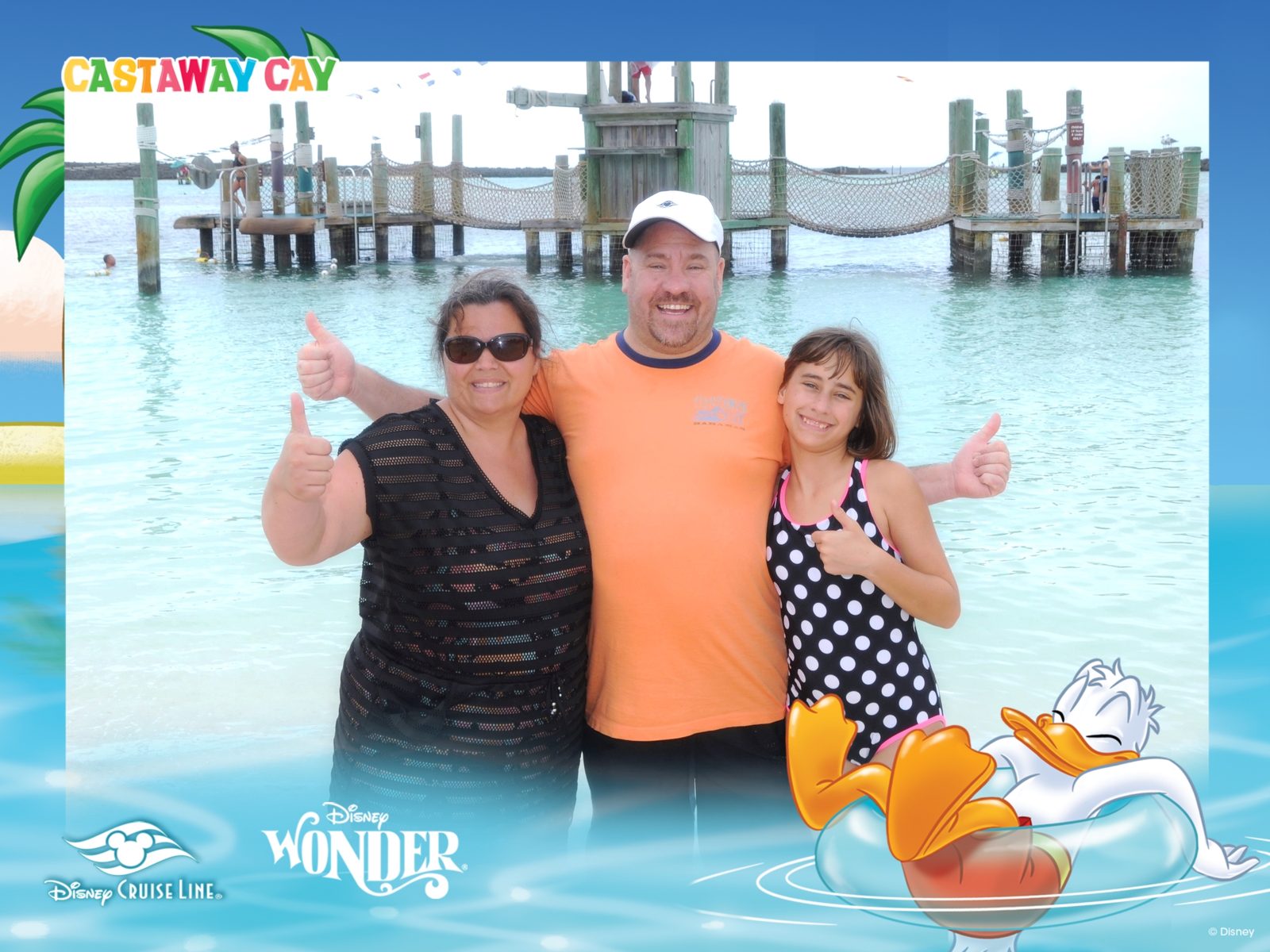 Kathy, Michael and Lisa by the swim platform at Castaway Cay