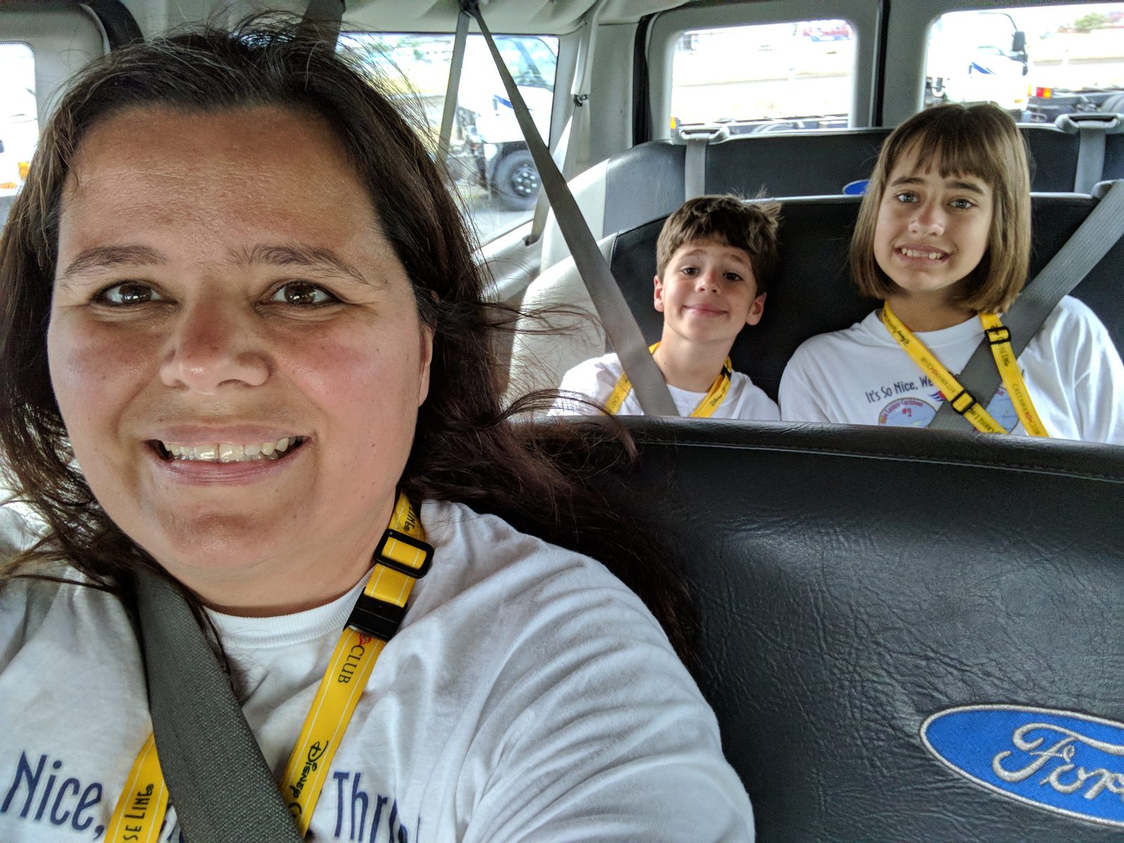 Kathy, Thomas and Lisa in the tour van